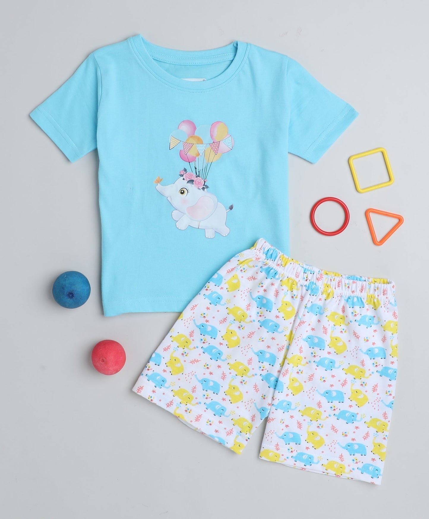 wholesale only Peb10033 - Blue & White Girls Half Sleeves Cotton Jablas Pack Of 3