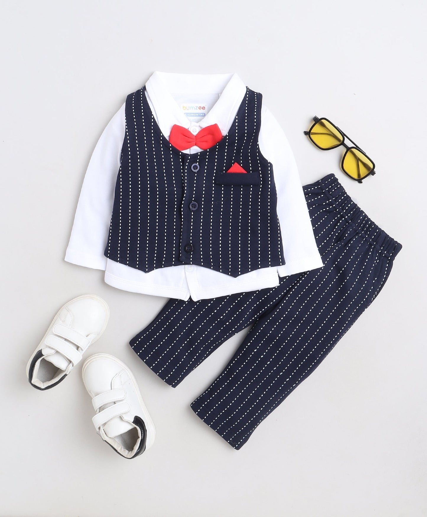 wholesale only Peb10033 - Blue & White Girls Half Sleeves Cotton Jablas Pack Of 3