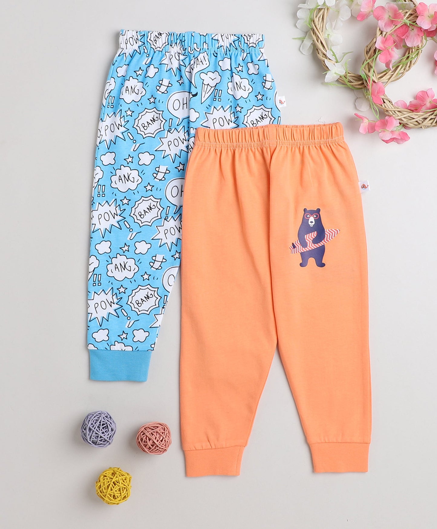 wholesale only Peb10033 - Blue & White Girls Half Sleeves Cotton Jablas Pack Of 3