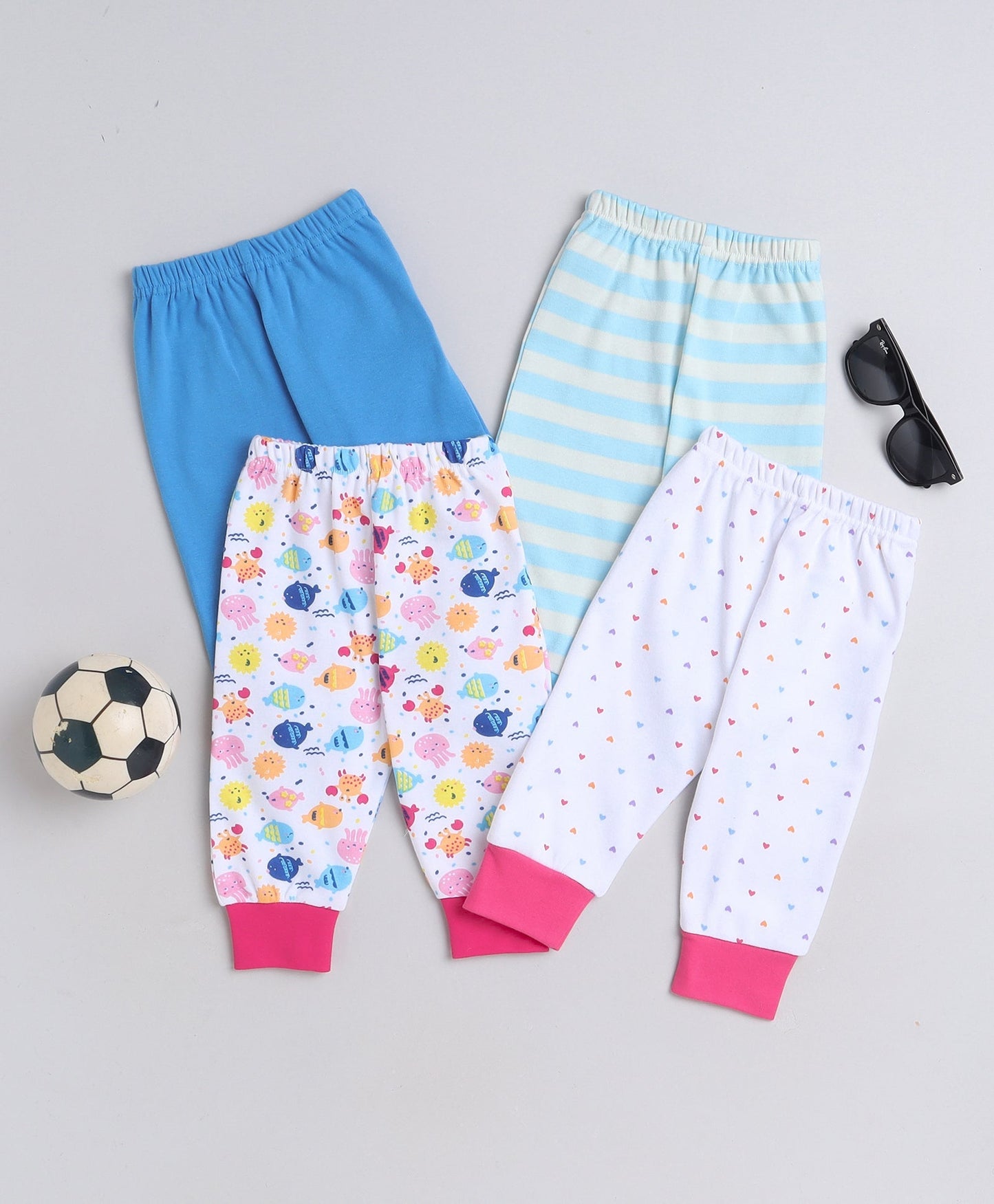 wholesale only Peb10033 - Blue & White Girls Half Sleeves Cotton Jablas Pack Of 3