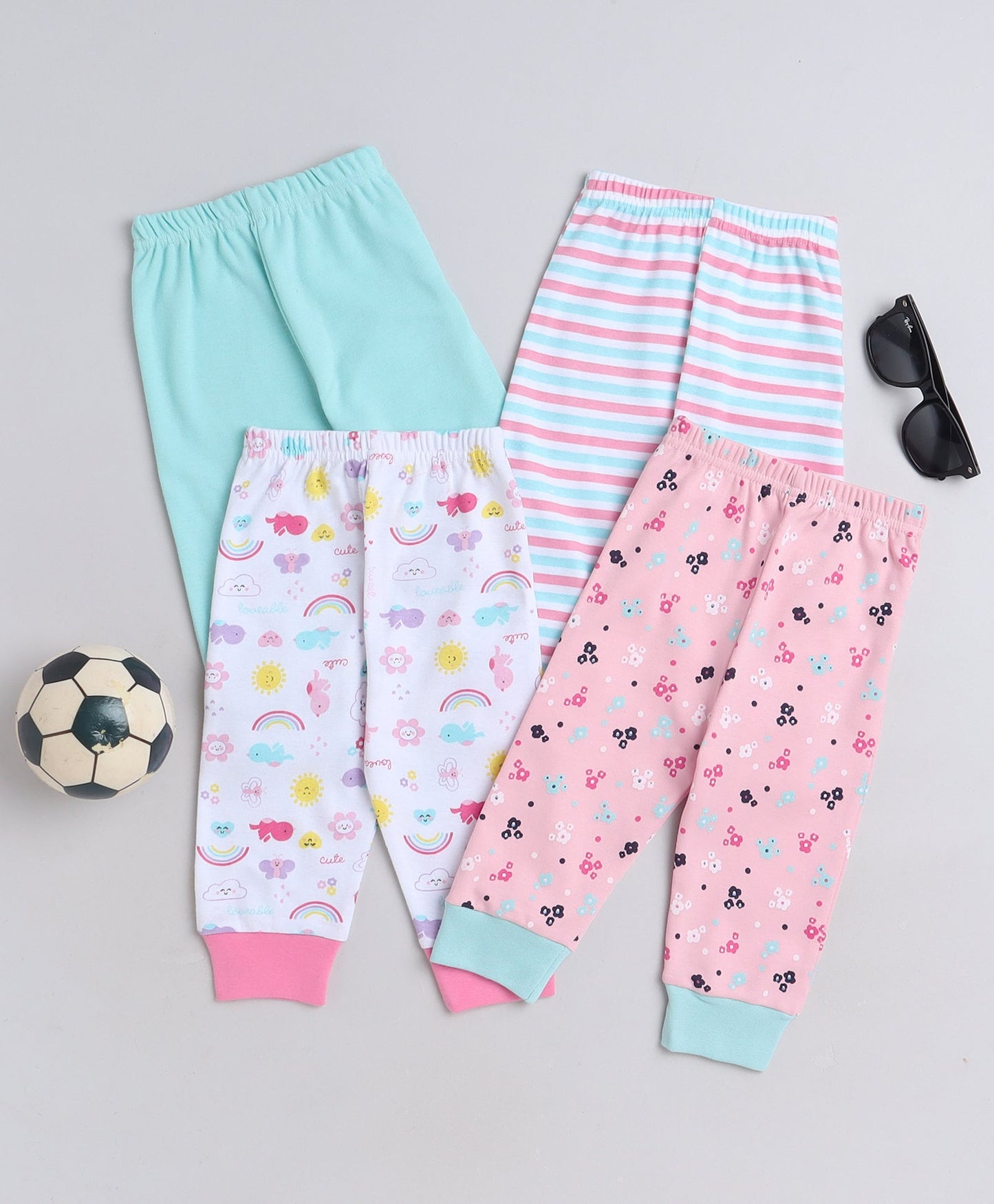 wholesale only Peb10033 - Blue & White Girls Half Sleeves Cotton Jablas Pack Of 3