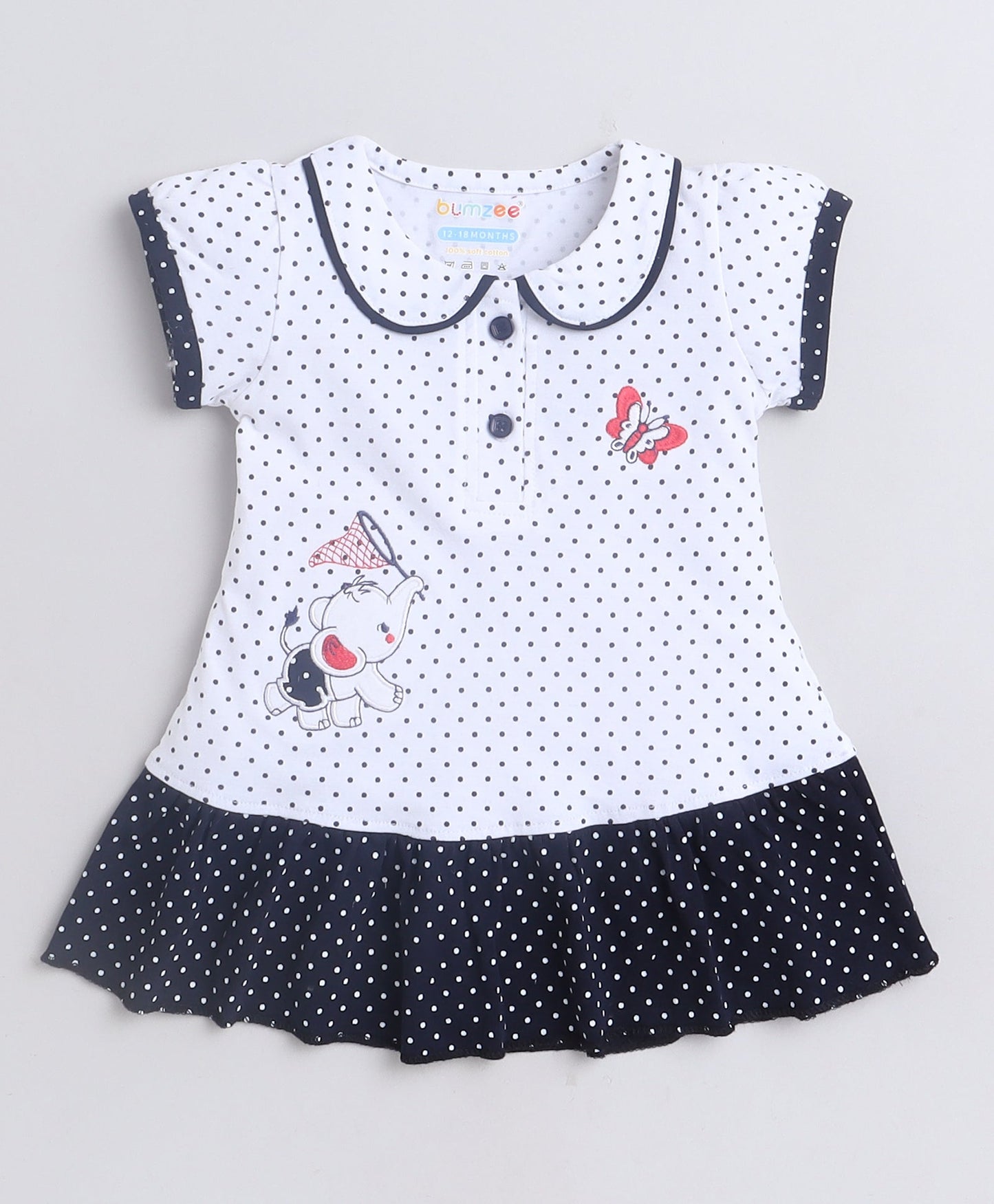 wholesale only Peb10033 - Blue & White Girls Half Sleeves Cotton Jablas Pack Of 3