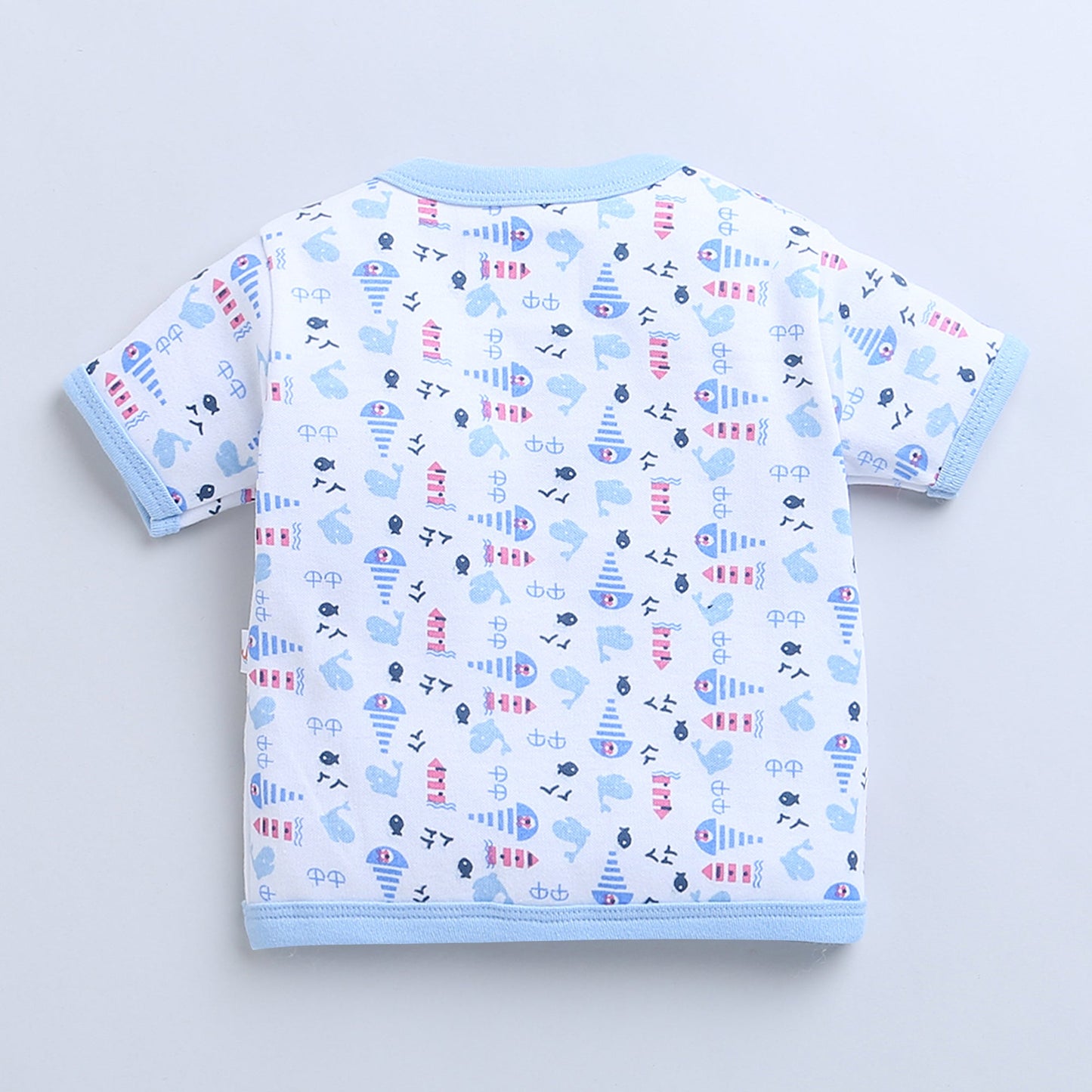 wholesale only Peb10033 - Blue & White Girls Half Sleeves Cotton Jablas Pack Of 3
