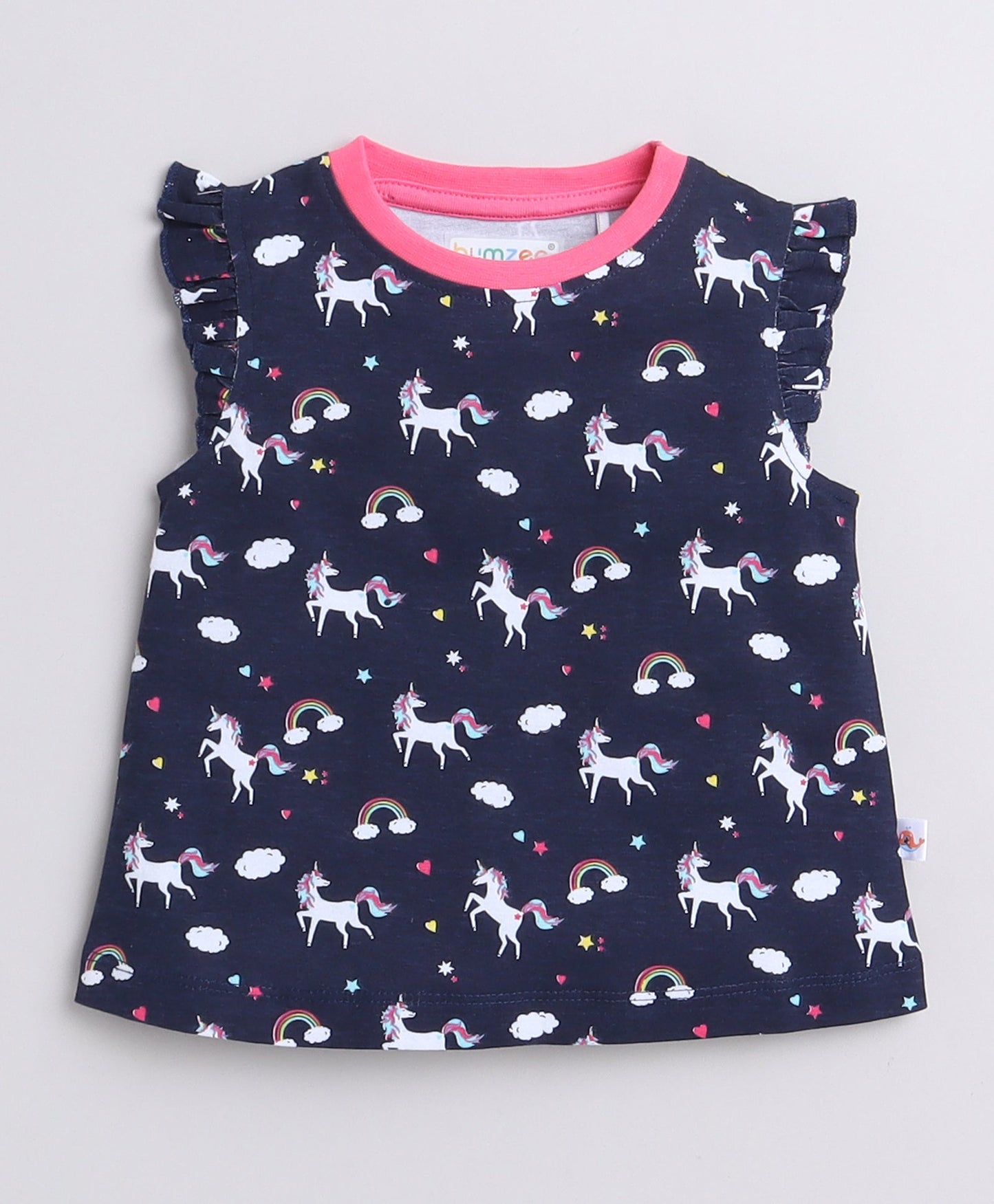 wholesale only Peb10033 - Blue & White Girls Half Sleeves Cotton Jablas Pack Of 3