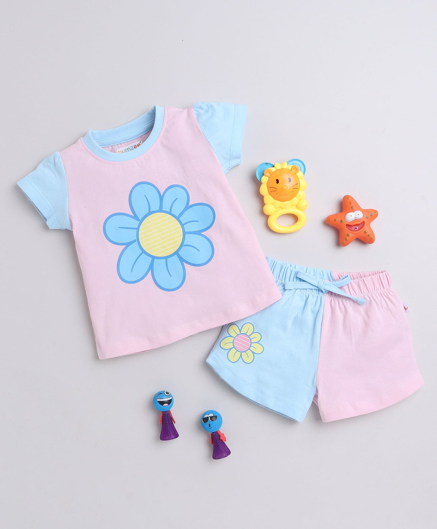 wholesale only Peb10033 - Blue & White Girls Half Sleeves Cotton Jablas Pack Of 3