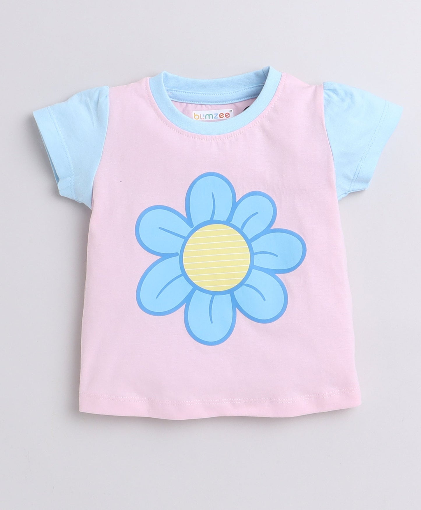 wholesale only Peb10033 - Blue & White Girls Half Sleeves Cotton Jablas Pack Of 3