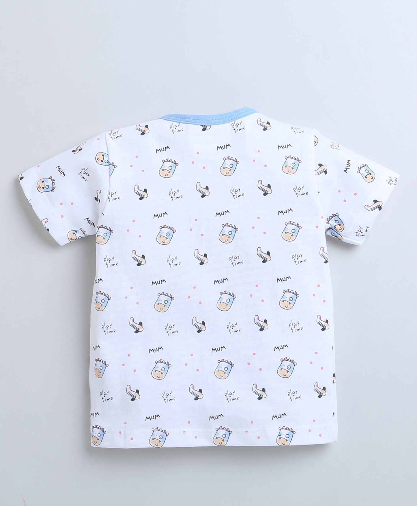 wholesale only Peb10033 - Blue & White Girls Half Sleeves Cotton Jablas Pack Of 3