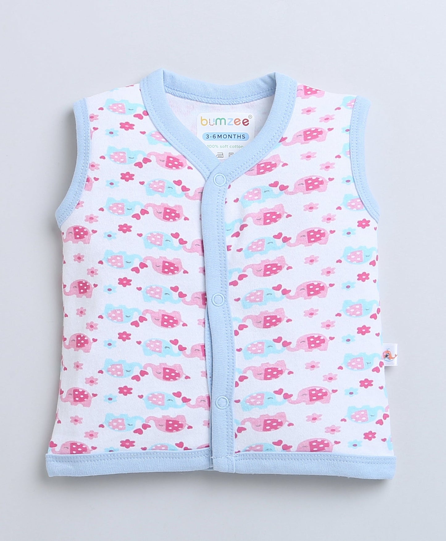 wholesale only Peb10033 - Blue & White Girls Half Sleeves Cotton Jablas Pack Of 3