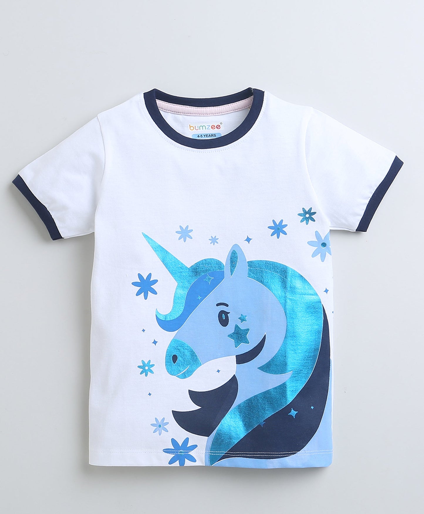 wholesale only Peb10033 - Blue & White Girls Half Sleeves Cotton Jablas Pack Of 3