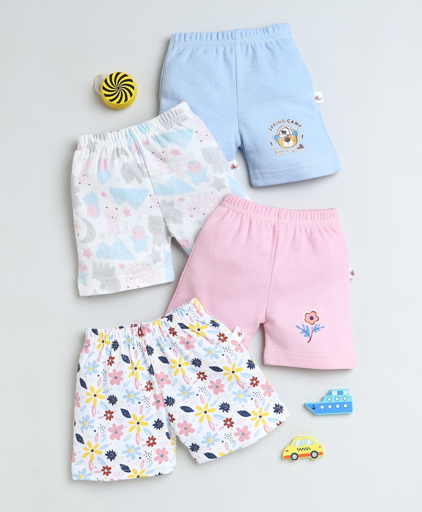 wholesale only Peb10033 - Blue & White Girls Half Sleeves Cotton Jablas Pack Of 3