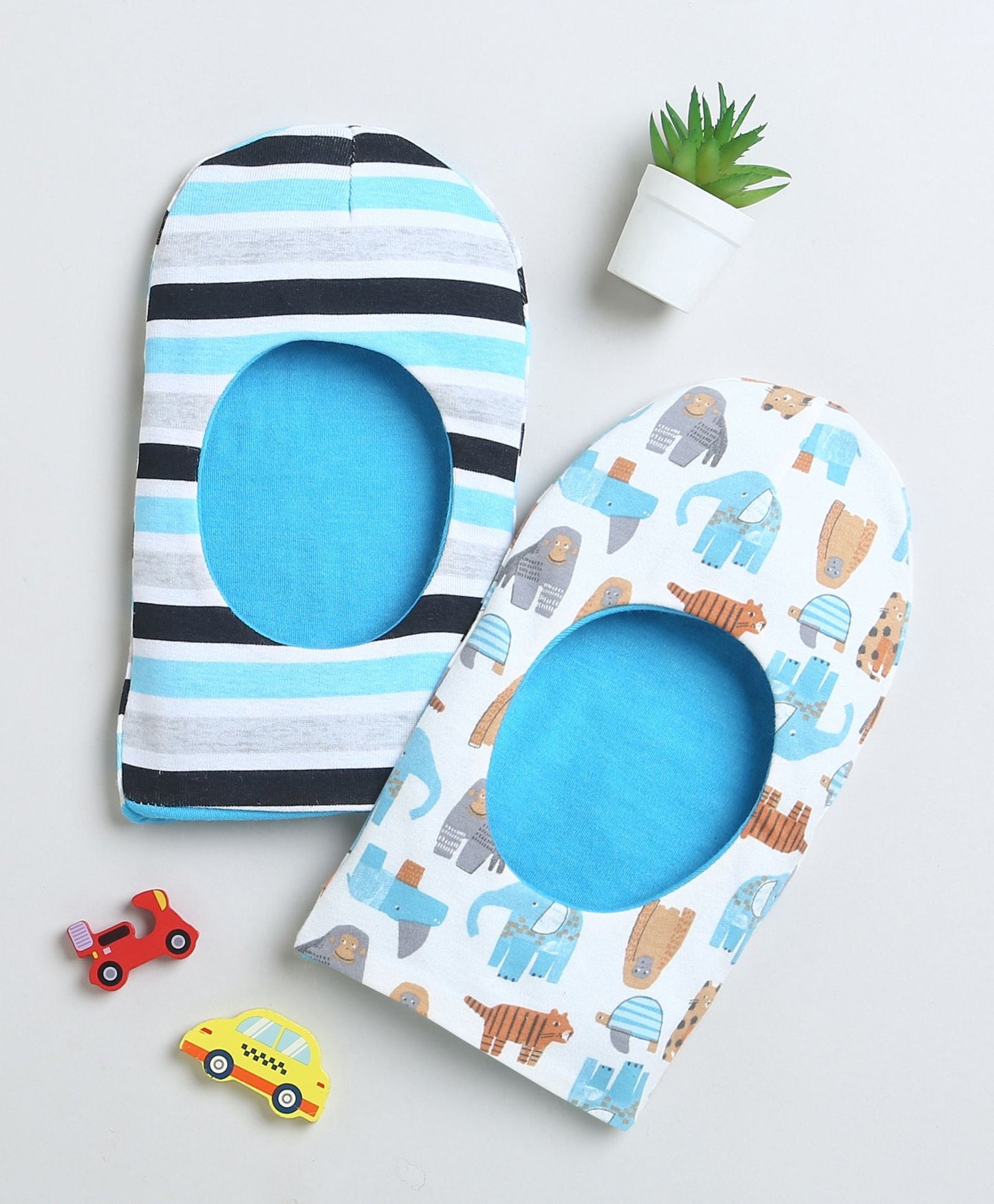 wholesale only Peb10033 - Blue & White Girls Half Sleeves Cotton Jablas Pack Of 3