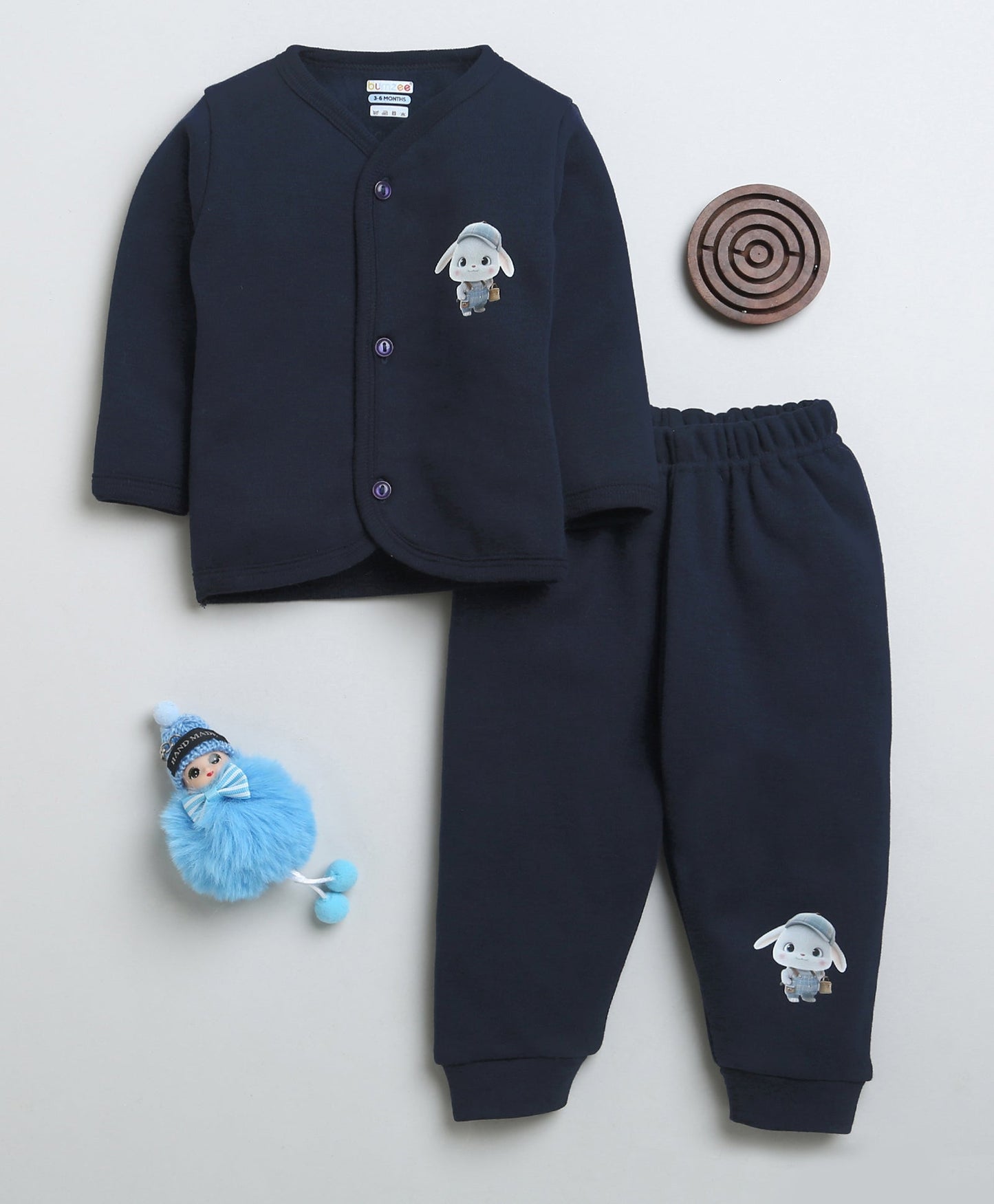 wholesale only Peb10033 - Blue & White Girls Half Sleeves Cotton Jablas Pack Of 3