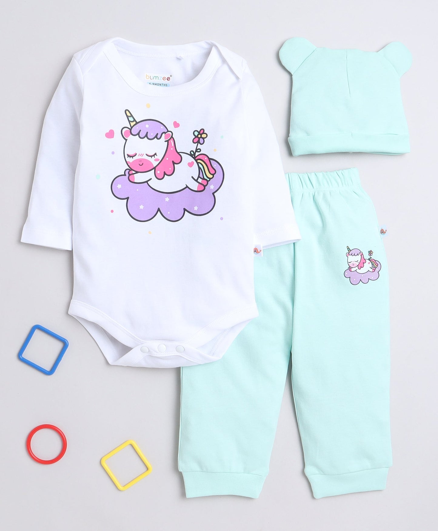 wholesale only Peb10033 - Blue & White Girls Half Sleeves Cotton Jablas Pack Of 3
