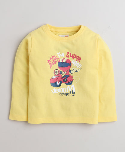 KP6042 - Full sleeve Tshirt and Pyjama - yellow - graphic- Pack of 4