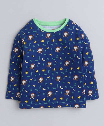 KP6072 - Full sleeve Tshirt and Pyjama - navy - printed- Pack of 5