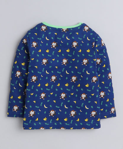 KP6072 - Full sleeve Tshirt and Pyjama - navy - printed- Pack of 5