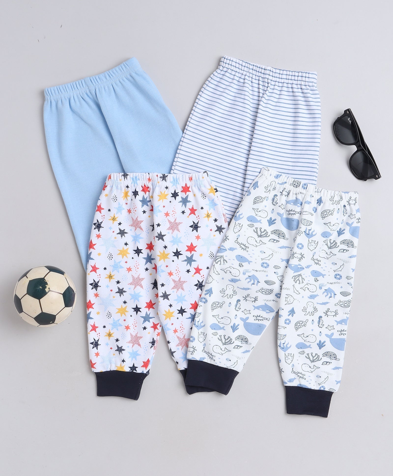 wholesale only Peb10033 - Blue & White Girls Half Sleeves Cotton Jablas Pack Of 3
