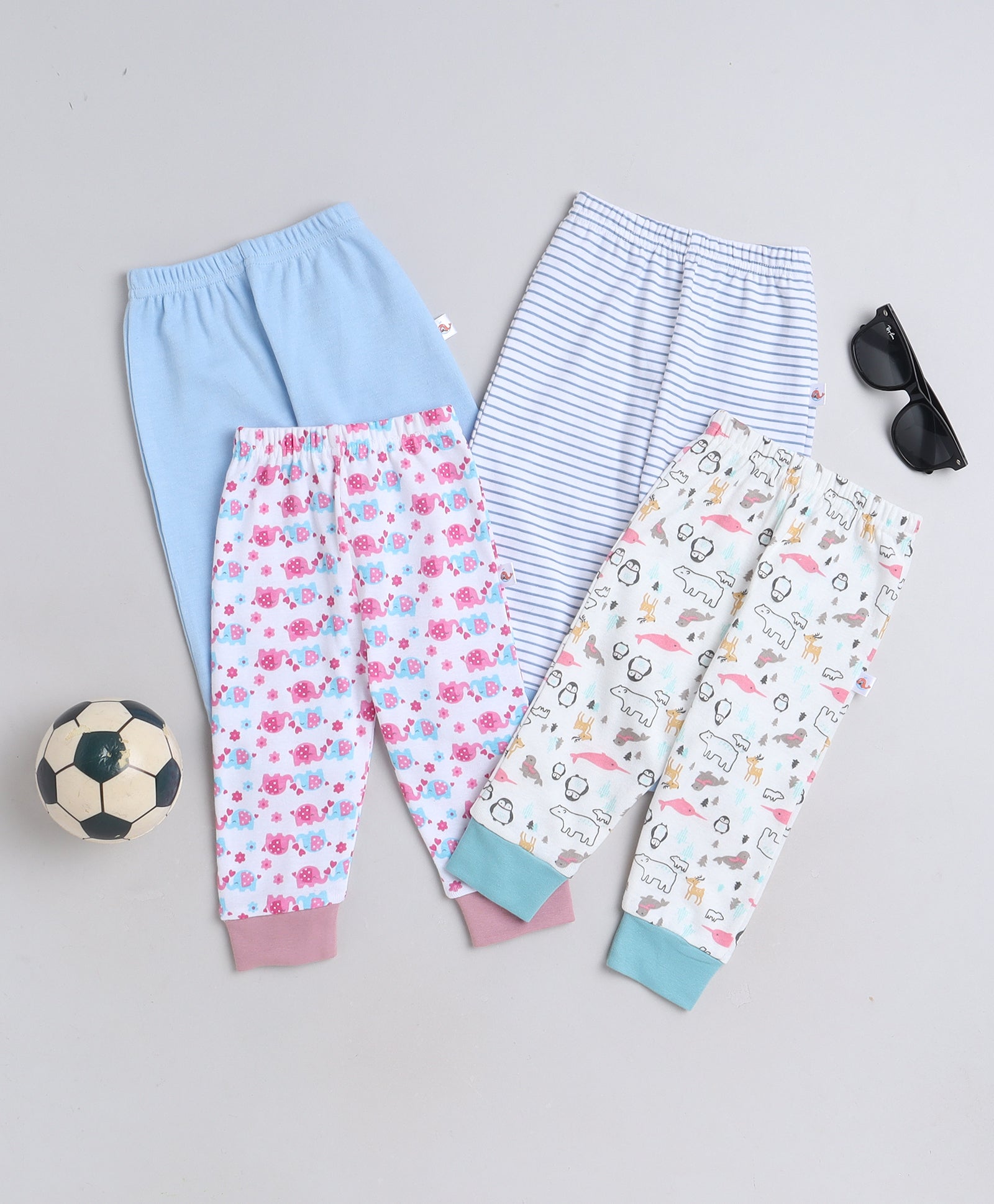 wholesale only Peb10033 - Blue & White Girls Half Sleeves Cotton Jablas Pack Of 3