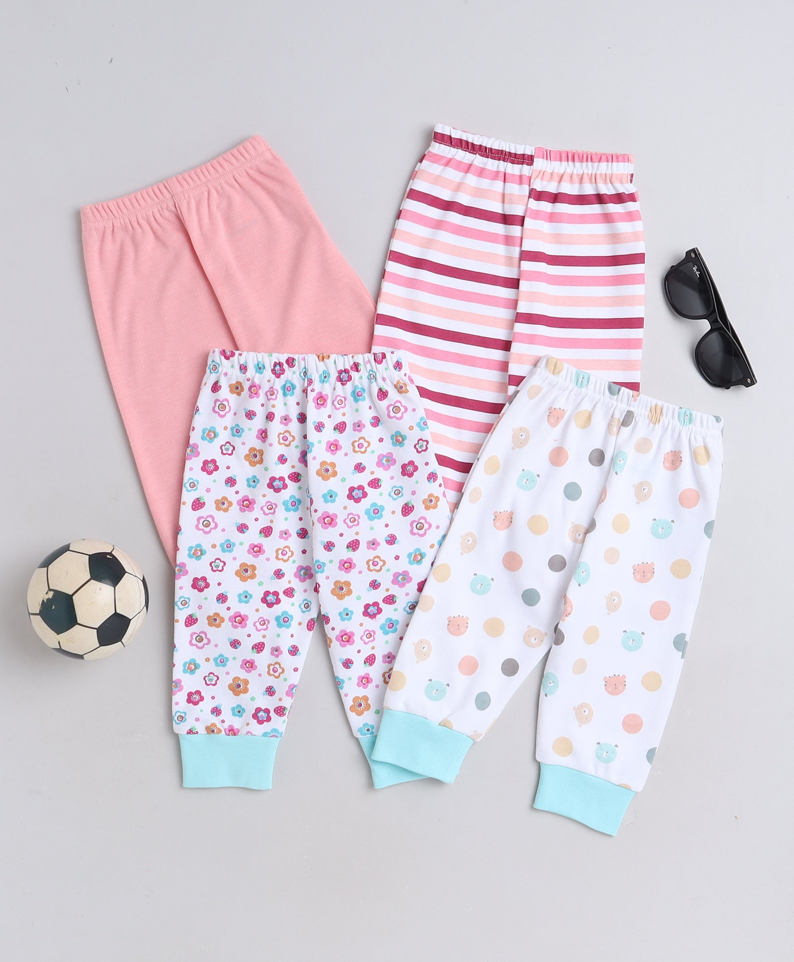 wholesale only Peb10033 - Blue & White Girls Half Sleeves Cotton Jablas Pack Of 3