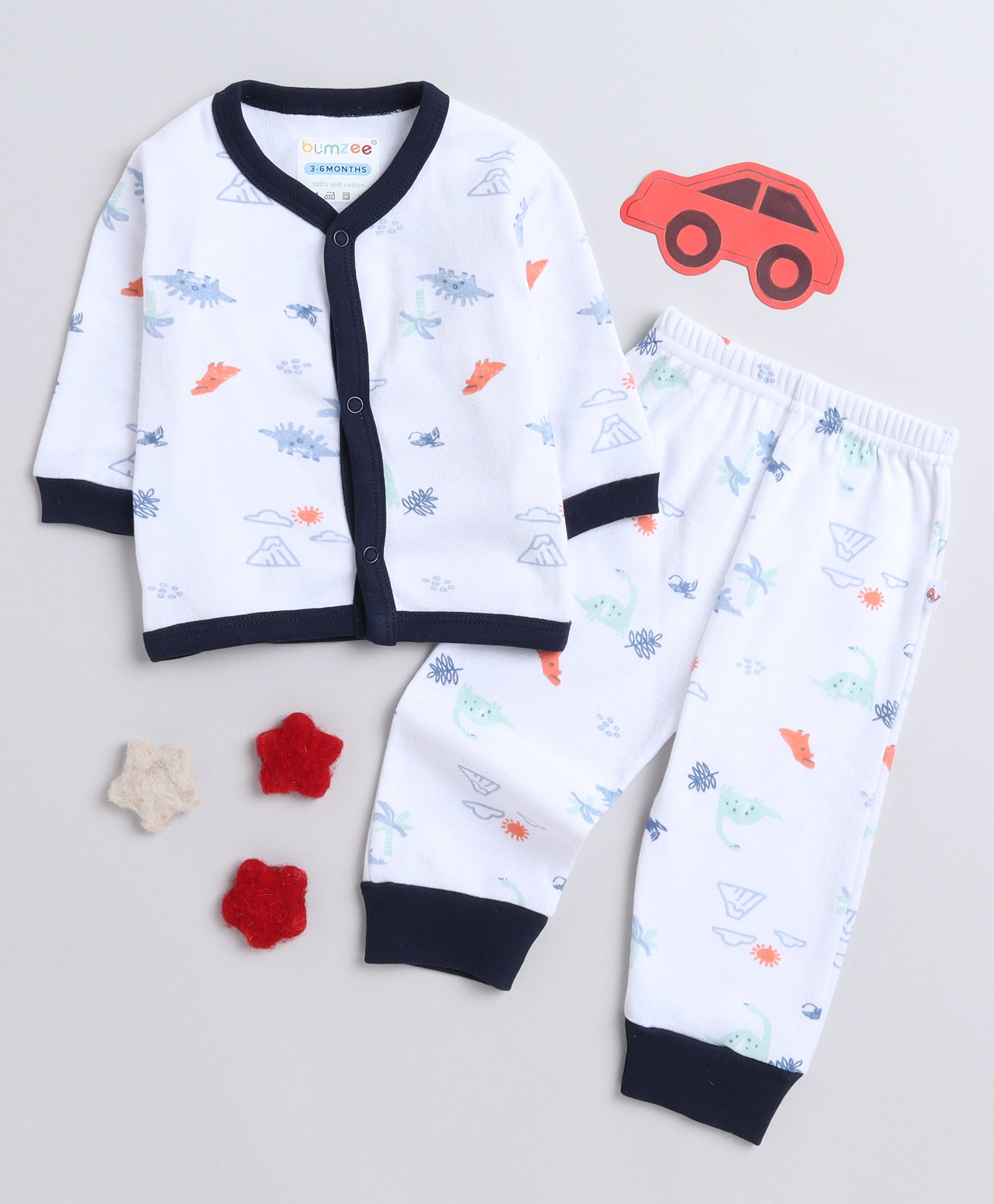 wholesale only Peb10033 - Blue & White Girls Half Sleeves Cotton Jablas Pack Of 3