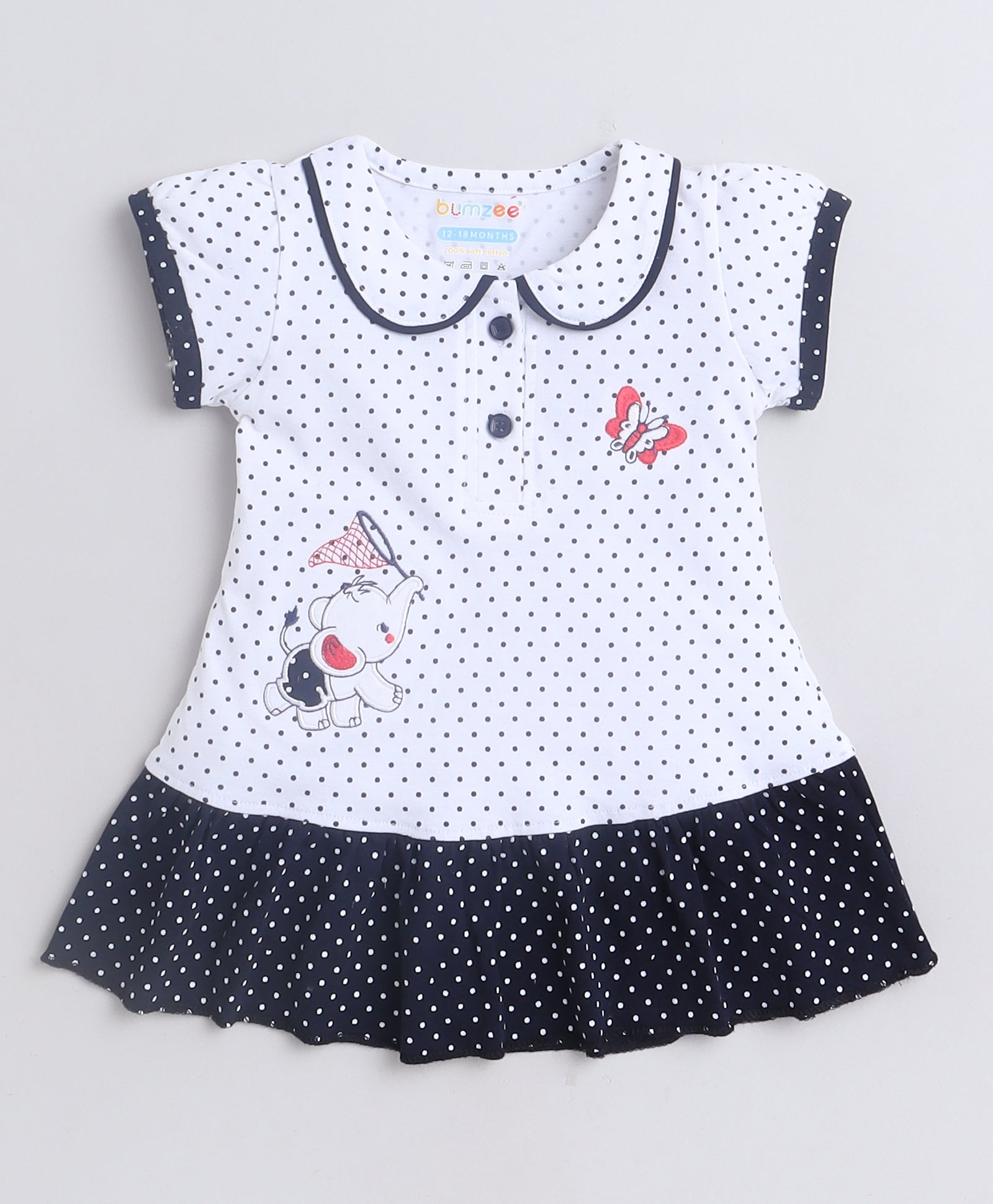wholesale only Peb10033 - Blue & White Girls Half Sleeves Cotton Jablas Pack Of 3