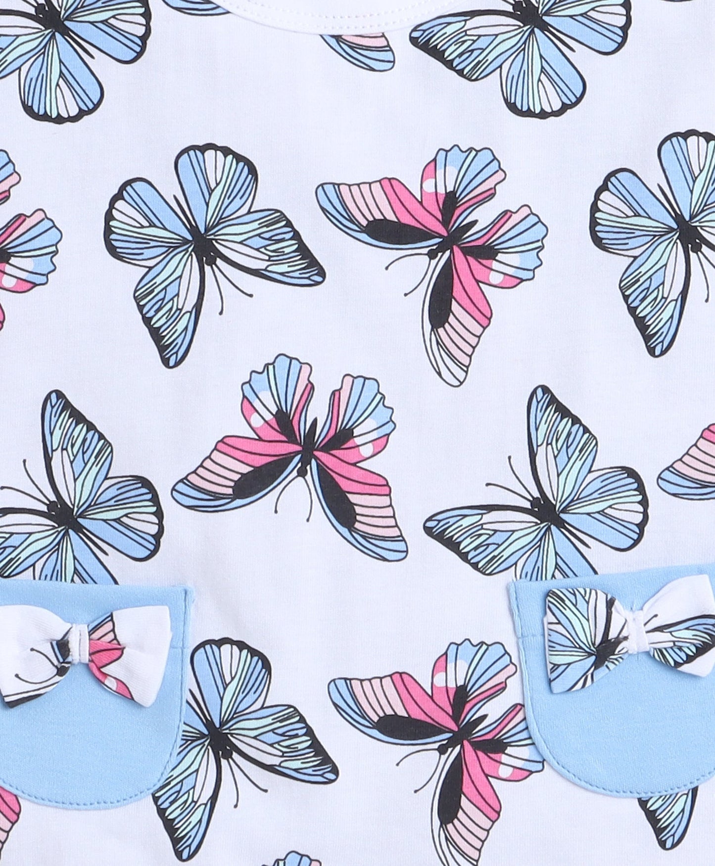 wholesale only Peb10033 - Blue & White Girls Half Sleeves Cotton Jablas Pack Of 3