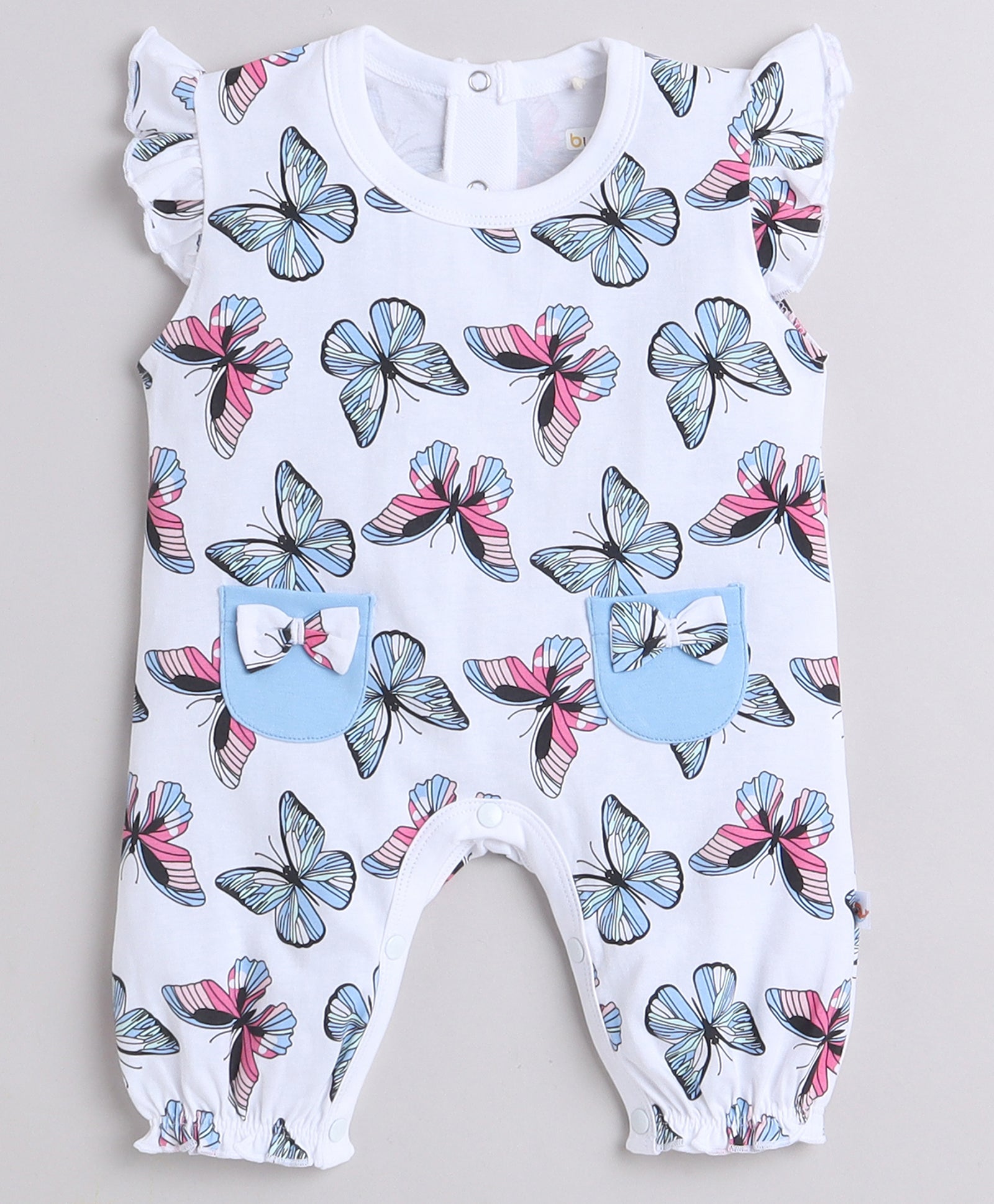 wholesale only Peb10033 - Blue & White Girls Half Sleeves Cotton Jablas Pack Of 3