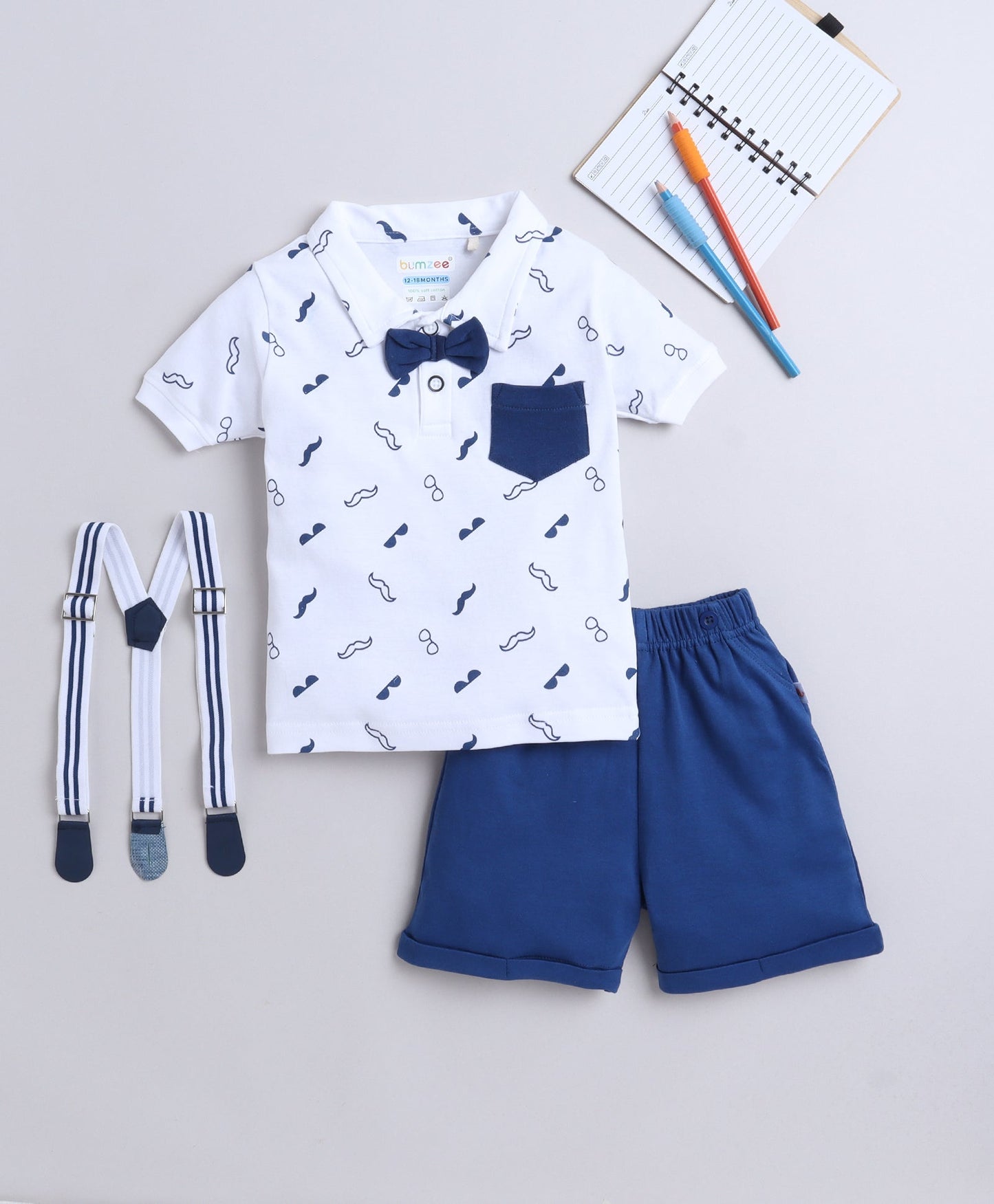 wholesale only Peb10033 - Blue & White Girls Half Sleeves Cotton Jablas Pack Of 3