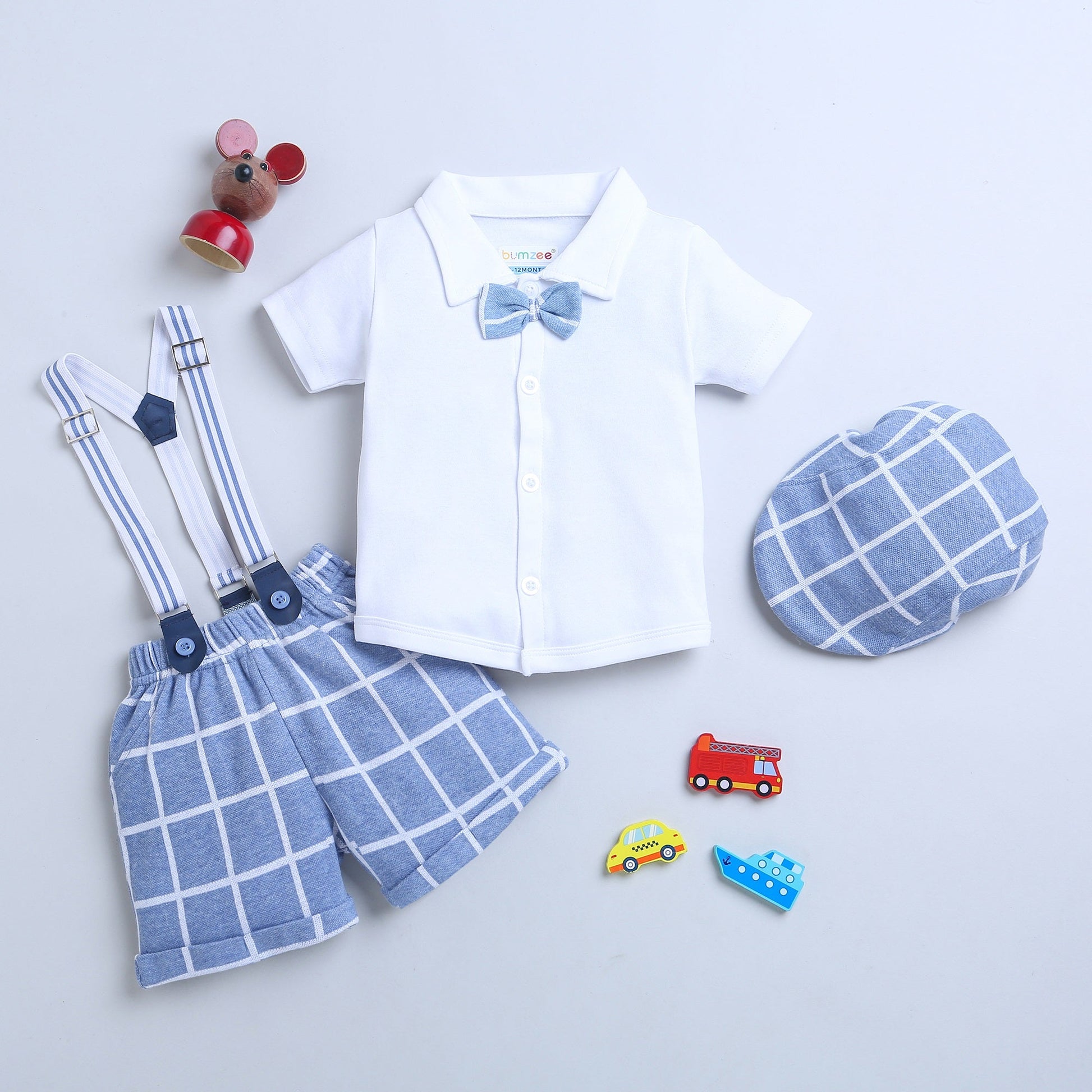 wholesale only Peb10033 - Blue & White Girls Half Sleeves Cotton Jablas Pack Of 3