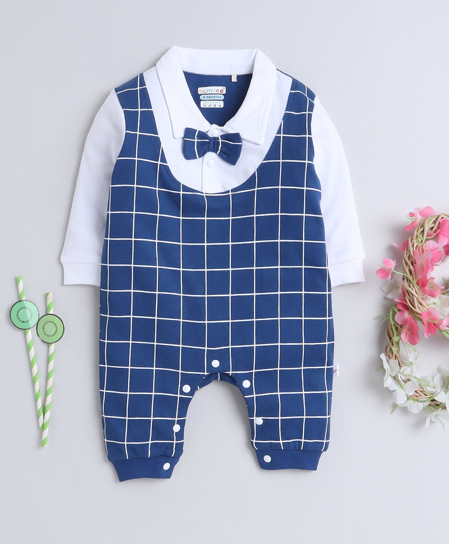 wholesale only Peb10033 - Blue & White Girls Half Sleeves Cotton Jablas Pack Of 3
