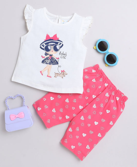 wholesale only Peb10033 - Blue & White Girls Half Sleeves Cotton Jablas Pack Of 3