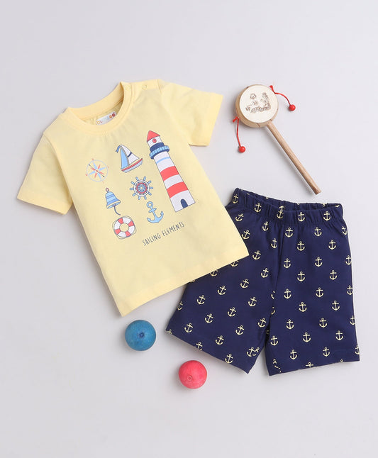 wholesale only Peb10033 - Blue & White Girls Half Sleeves Cotton Jablas Pack Of 3