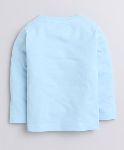 KP6076 - Full sleeve Tshirt and Pyjama - light blue - printed- Pack of 7