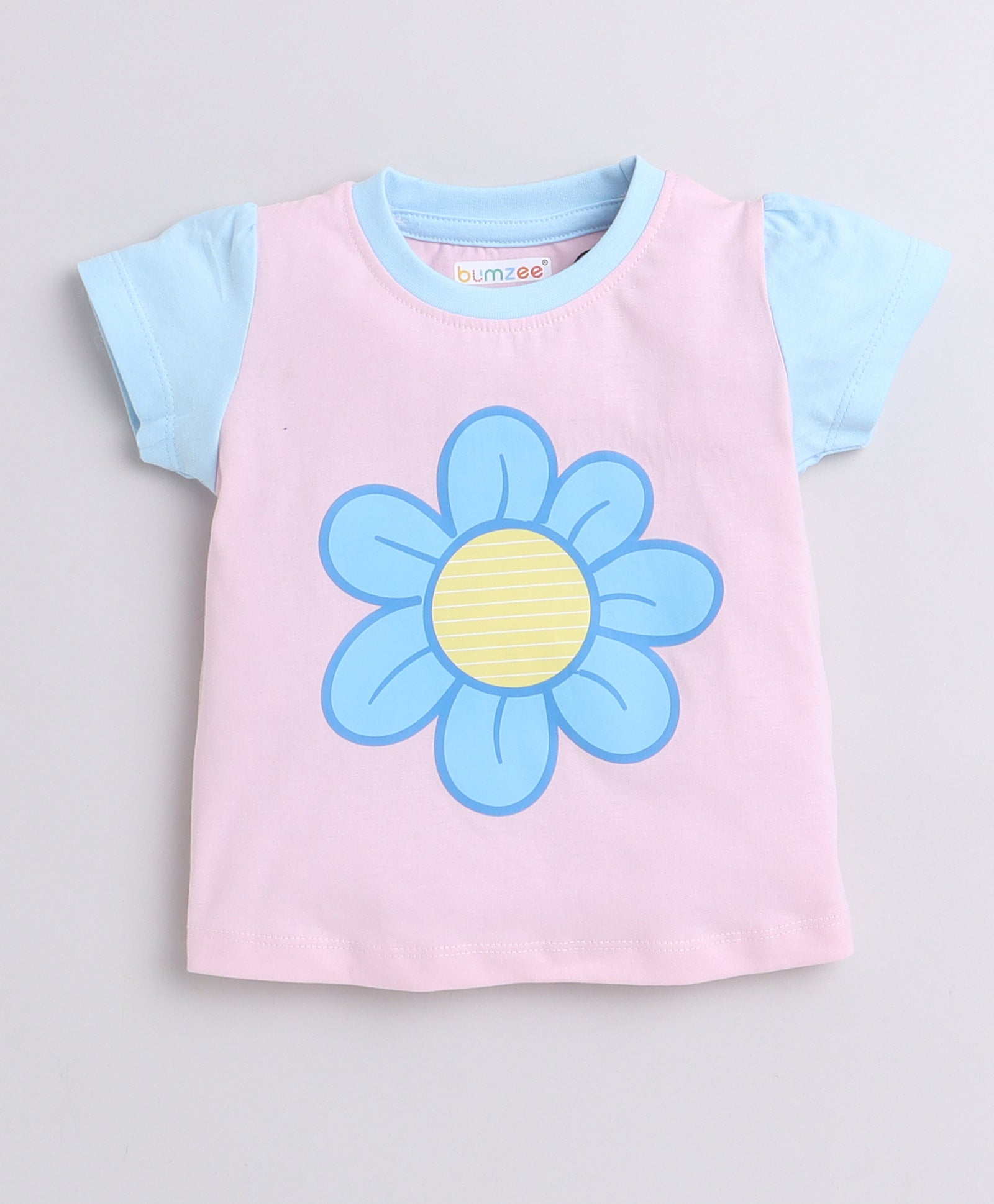 wholesale only Peb10033 - Blue & White Girls Half Sleeves Cotton Jablas Pack Of 3