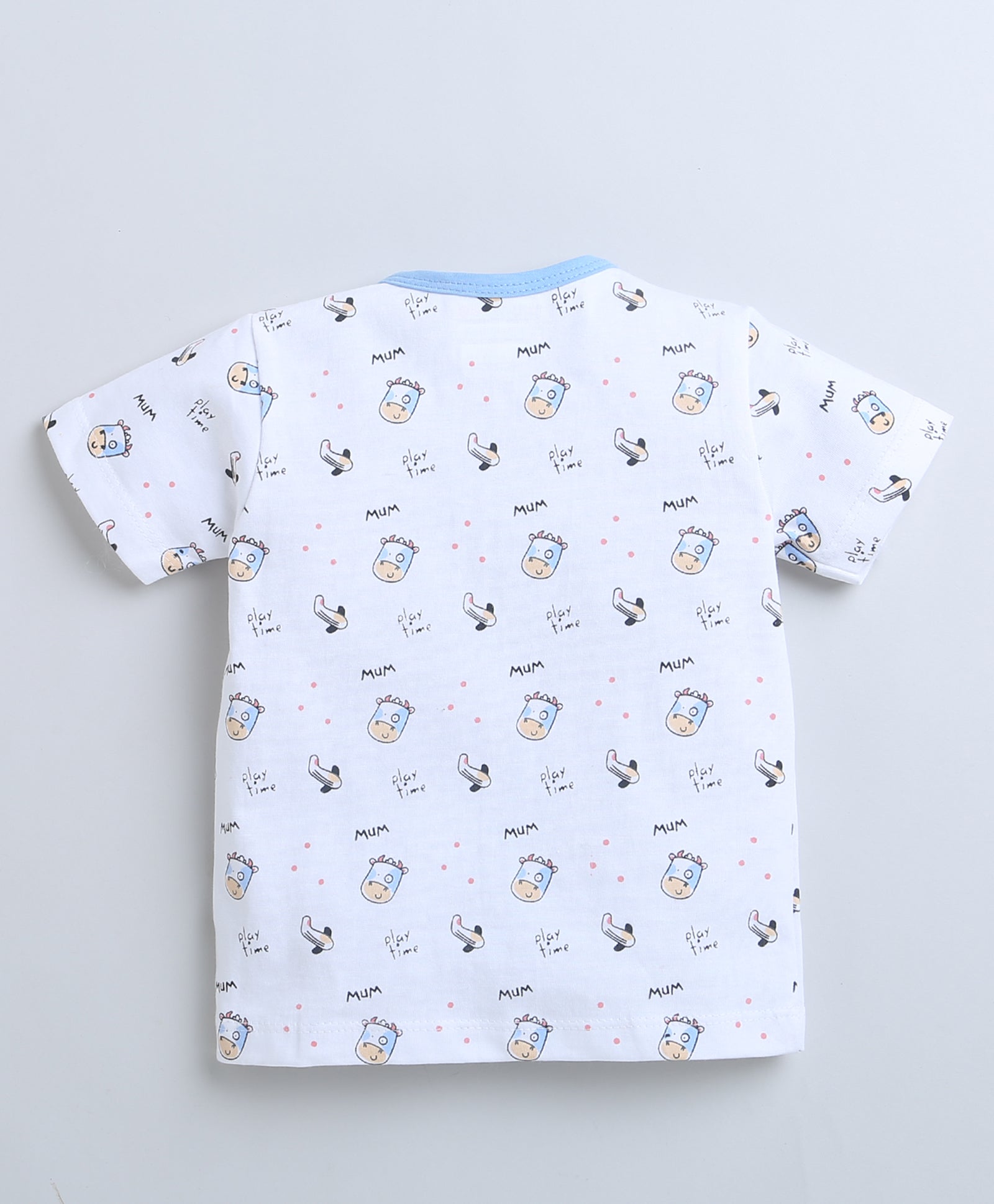 wholesale only Peb10033 - Blue & White Girls Half Sleeves Cotton Jablas Pack Of 3