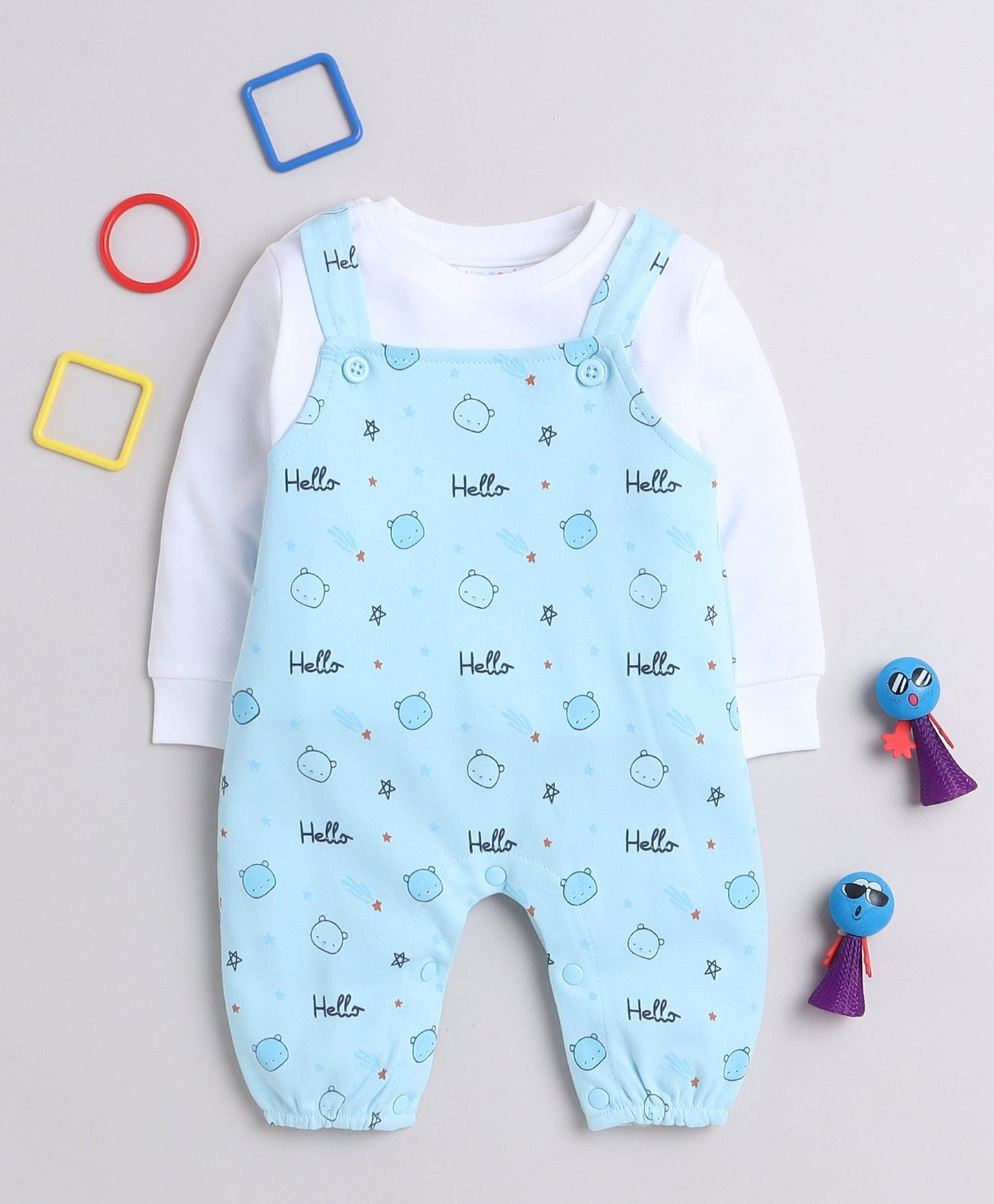wholesale only Peb10033 - Blue & White Girls Half Sleeves Cotton Jablas Pack Of 3