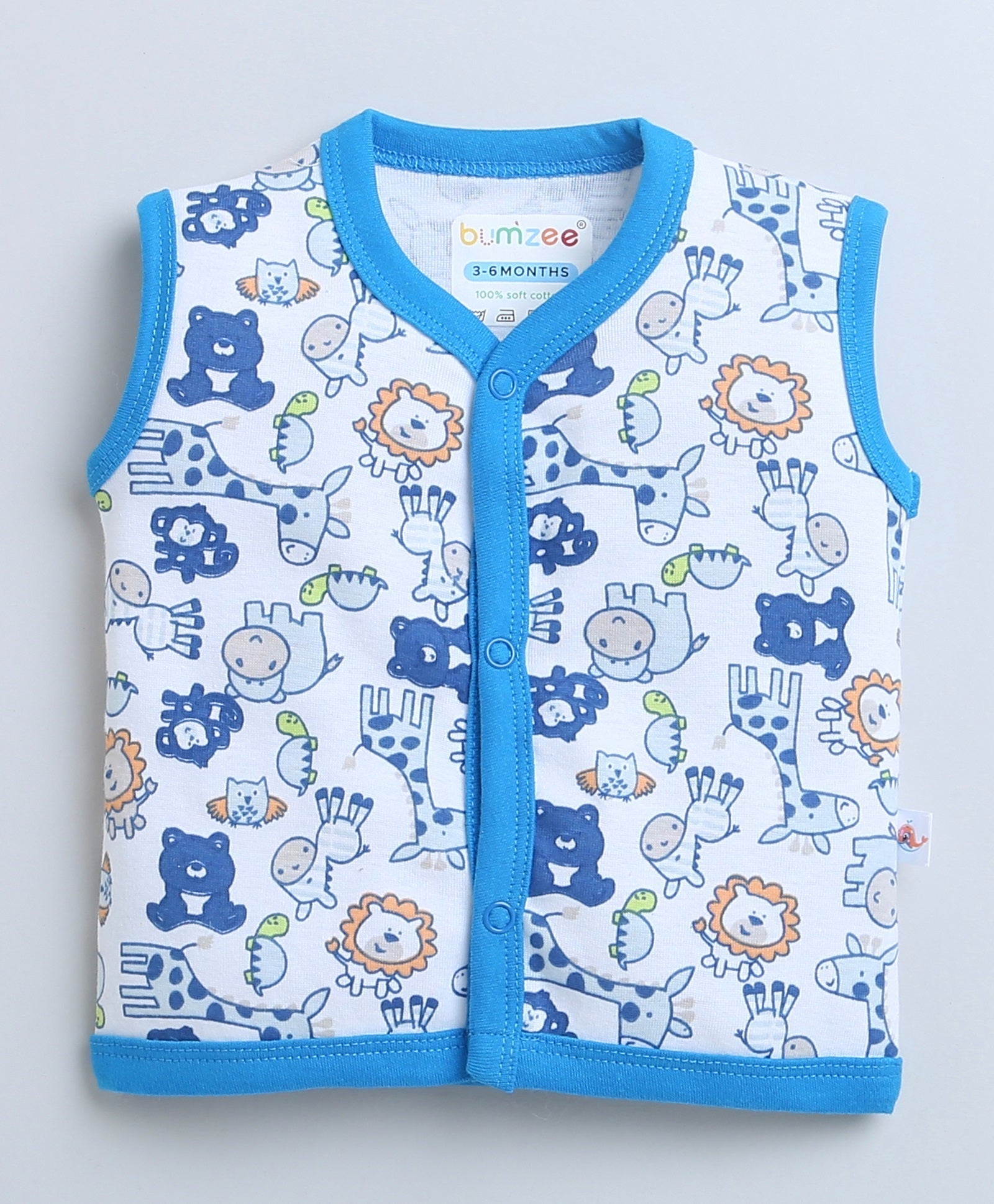 wholesale only Peb10033 - Blue & White Girls Half Sleeves Cotton Jablas Pack Of 3