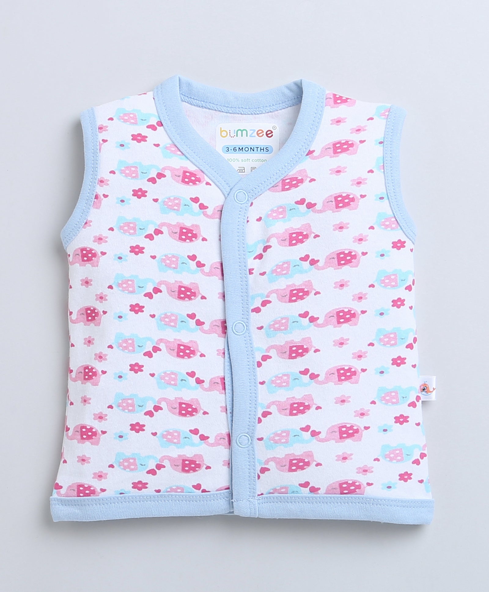 wholesale only Peb10033 - Blue & White Girls Half Sleeves Cotton Jablas Pack Of 3