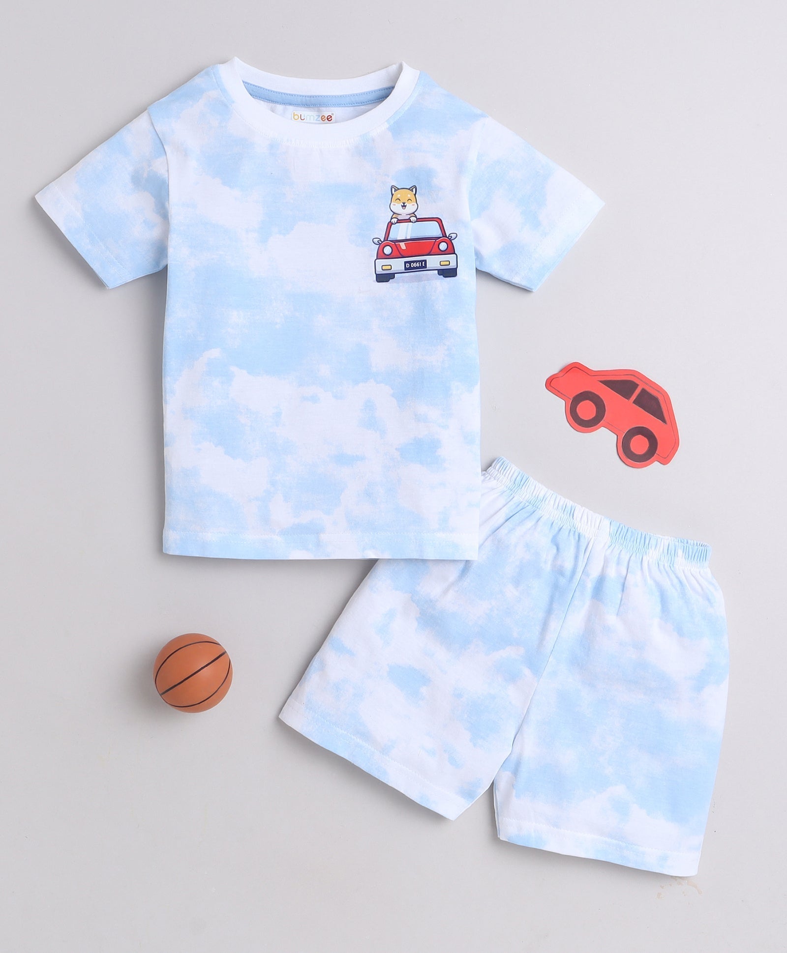 wholesale only Peb10033 - Blue & White Girls Half Sleeves Cotton Jablas Pack Of 3