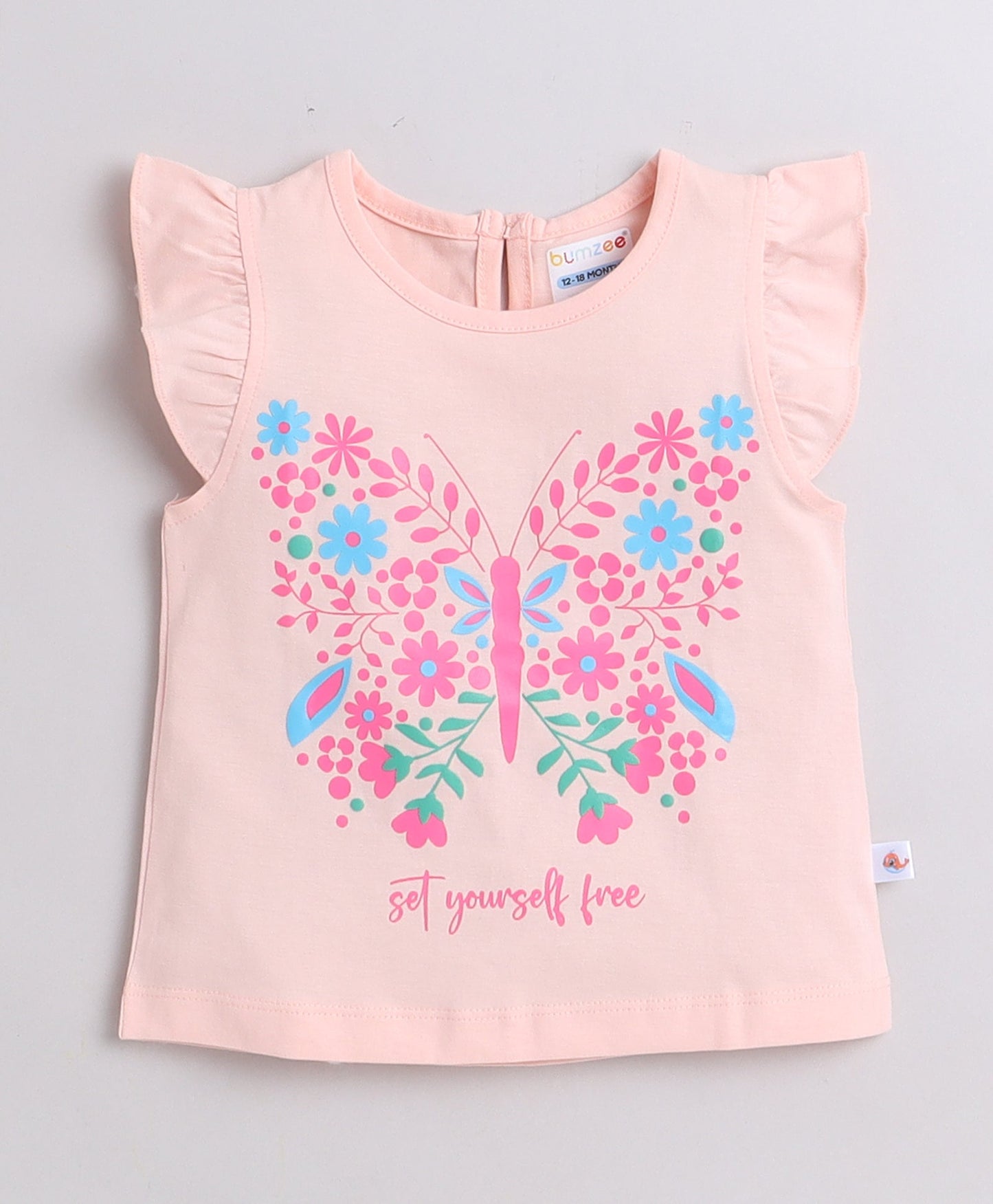 wholesale only Peb10033 - Blue & White Girls Half Sleeves Cotton Jablas Pack Of 3