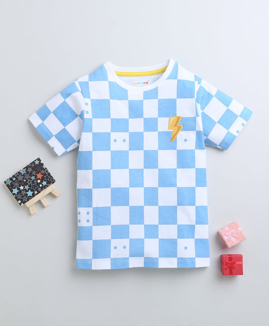 wholesale only Peb10033 - Blue & White Girls Half Sleeves Cotton Jablas Pack Of 3