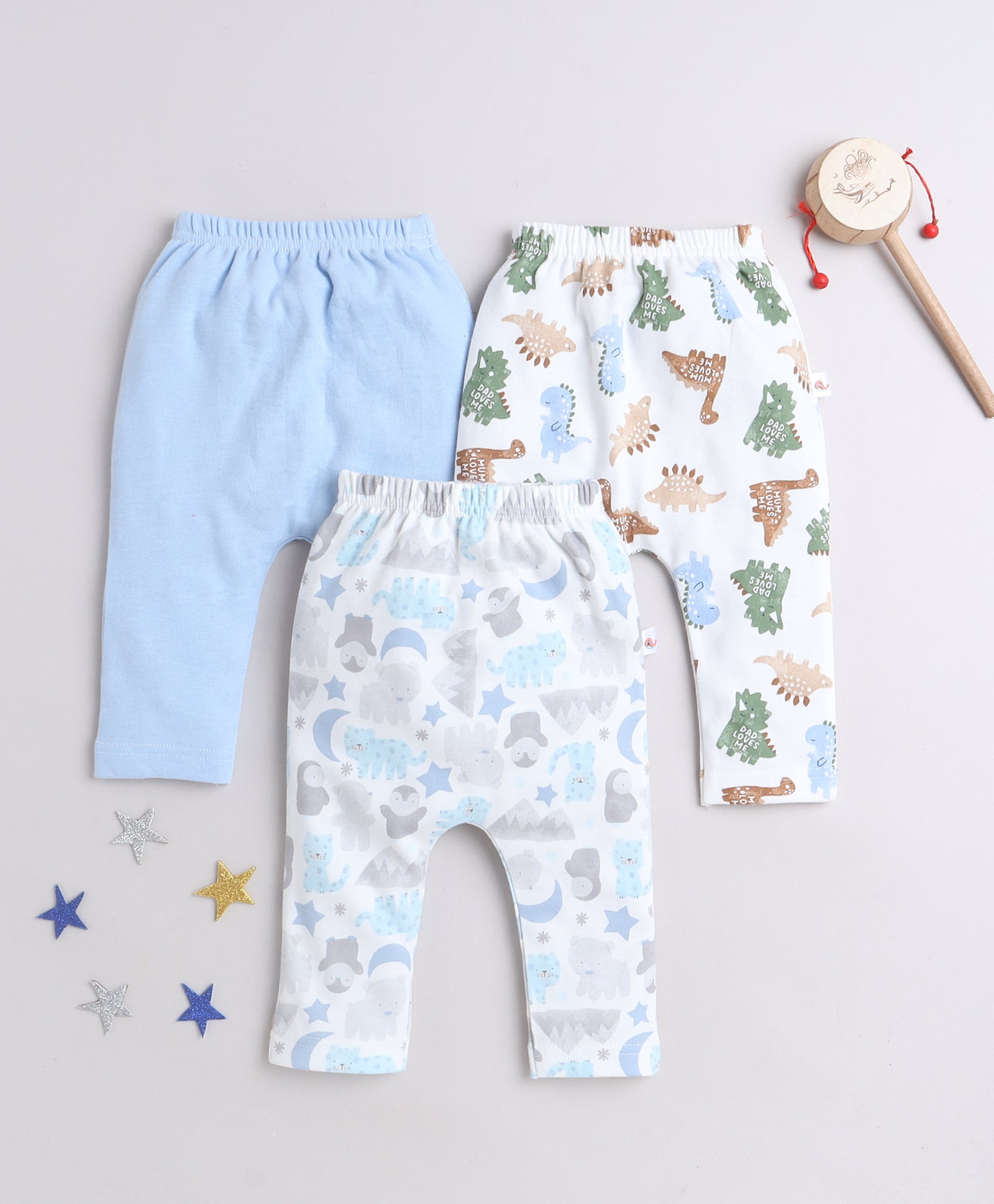 wholesale only Peb10033 - Blue & White Girls Half Sleeves Cotton Jablas Pack Of 3