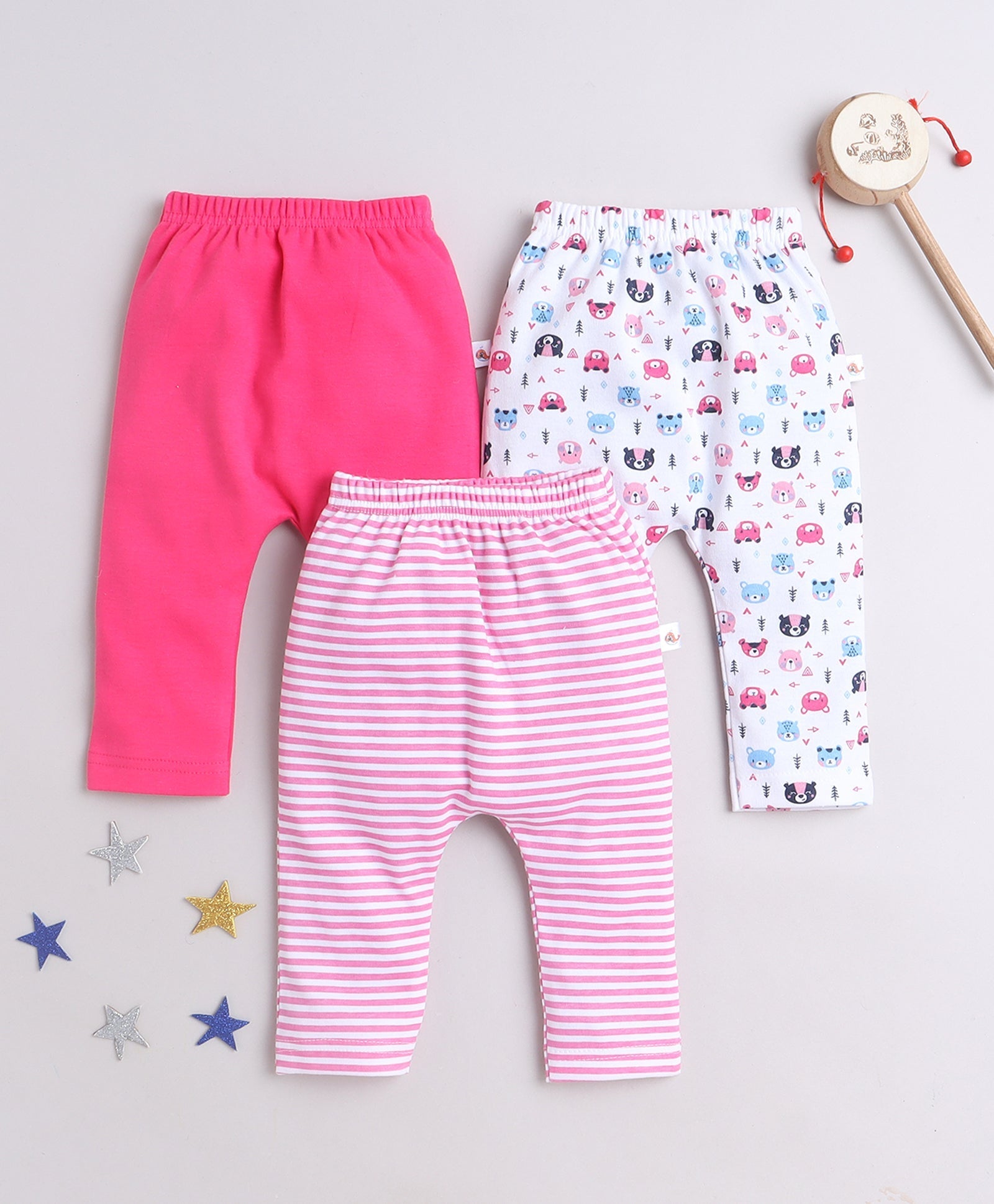 wholesale only Peb10033 - Blue & White Girls Half Sleeves Cotton Jablas Pack Of 3