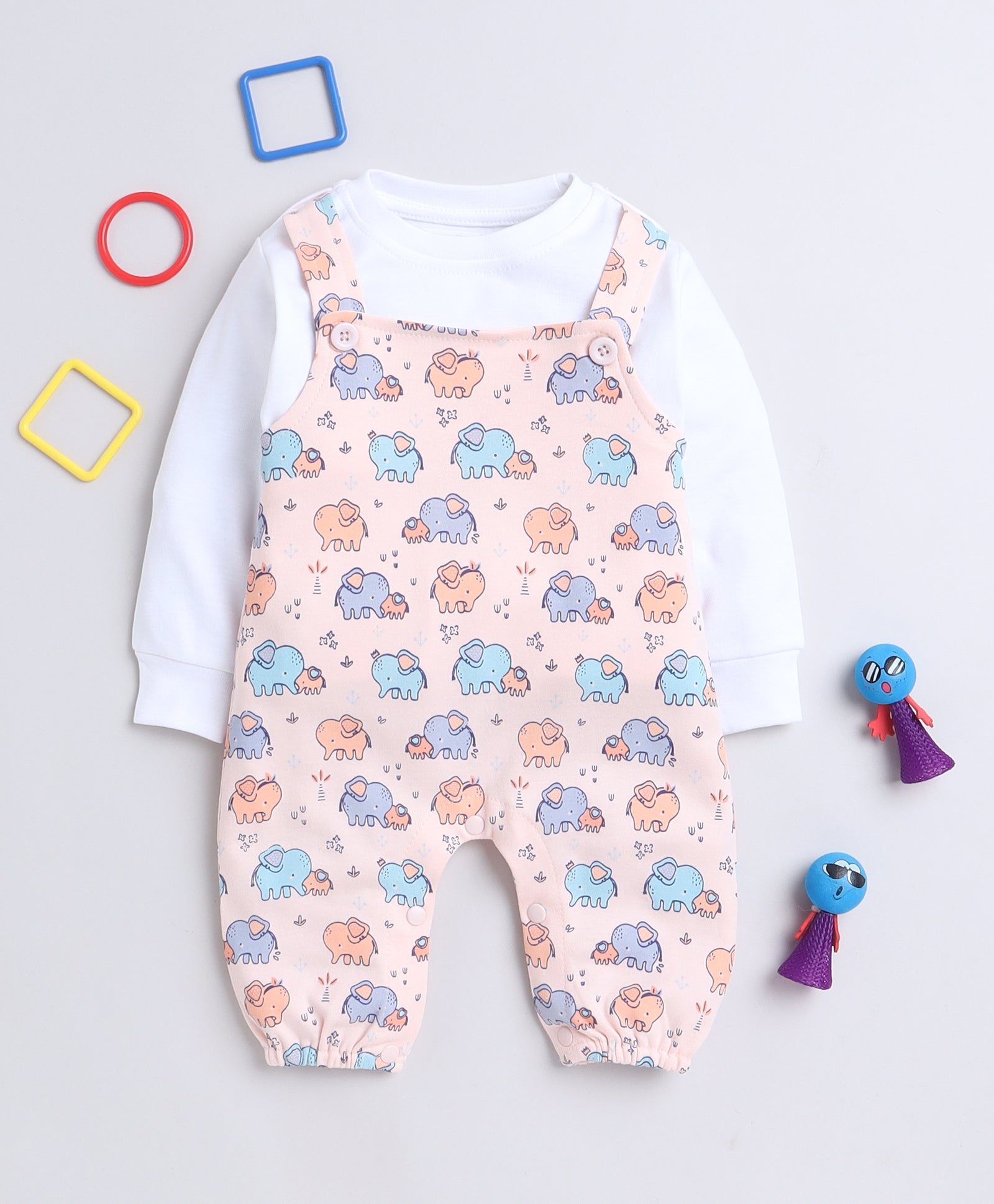 wholesale only Peb10033 - Blue & White Girls Half Sleeves Cotton Jablas Pack Of 3