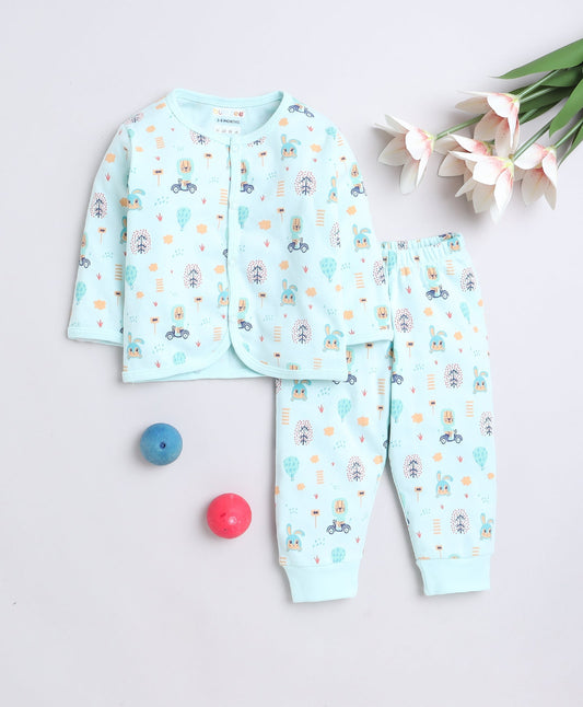 wholesale only Peb10033 - Blue & White Girls Half Sleeves Cotton Jablas Pack Of 3