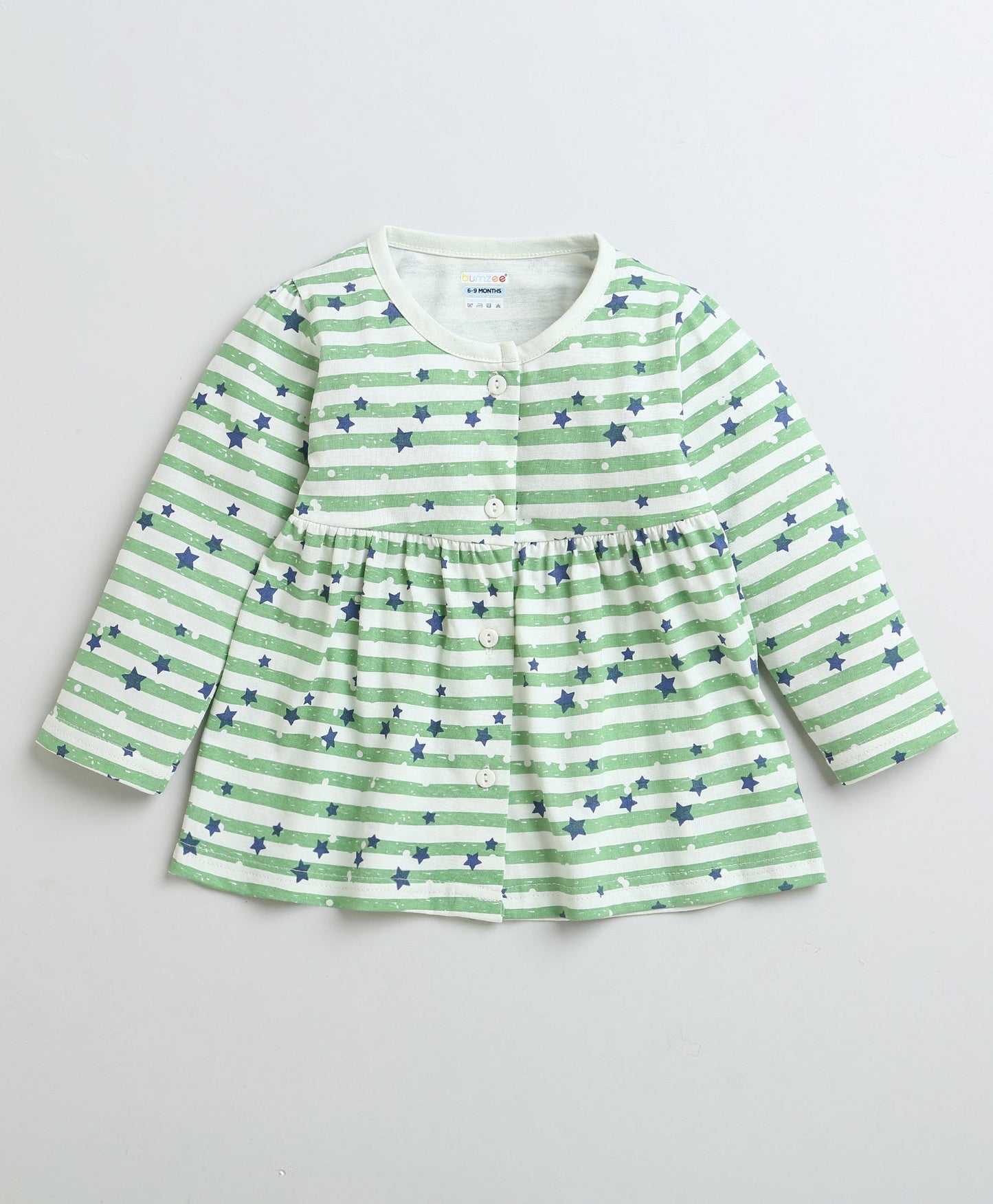 wholesale only Peb10033 - Blue & White Girls Half Sleeves Cotton Jablas Pack Of 3
