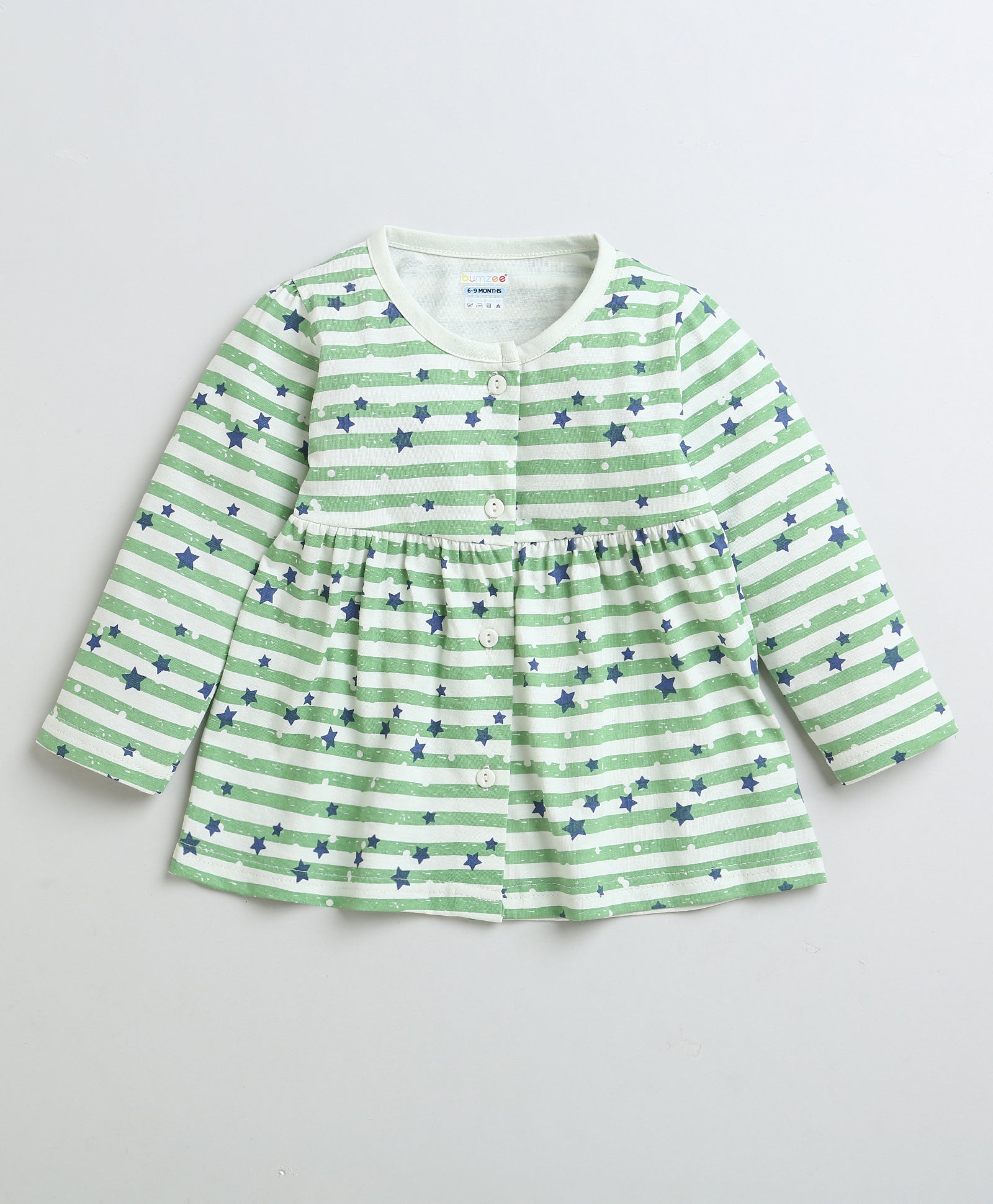 wholesale only Peb10033 - Blue & White Girls Half Sleeves Cotton Jablas Pack Of 3