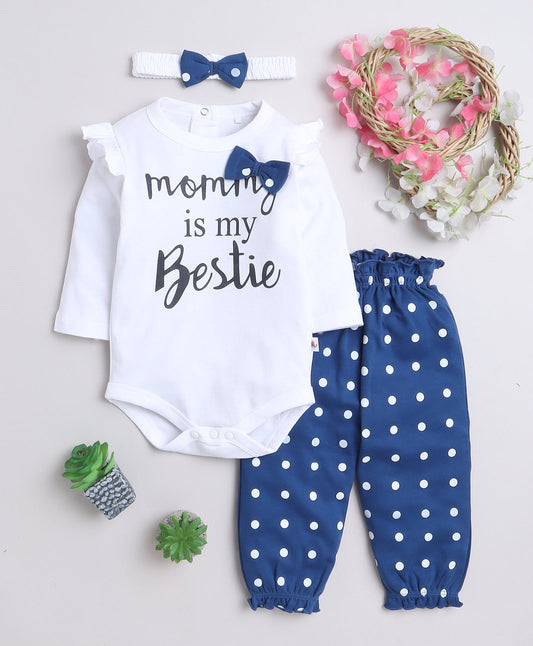 wholesale only Peb10033 - Blue & White Girls Half Sleeves Cotton Jablas Pack Of 3
