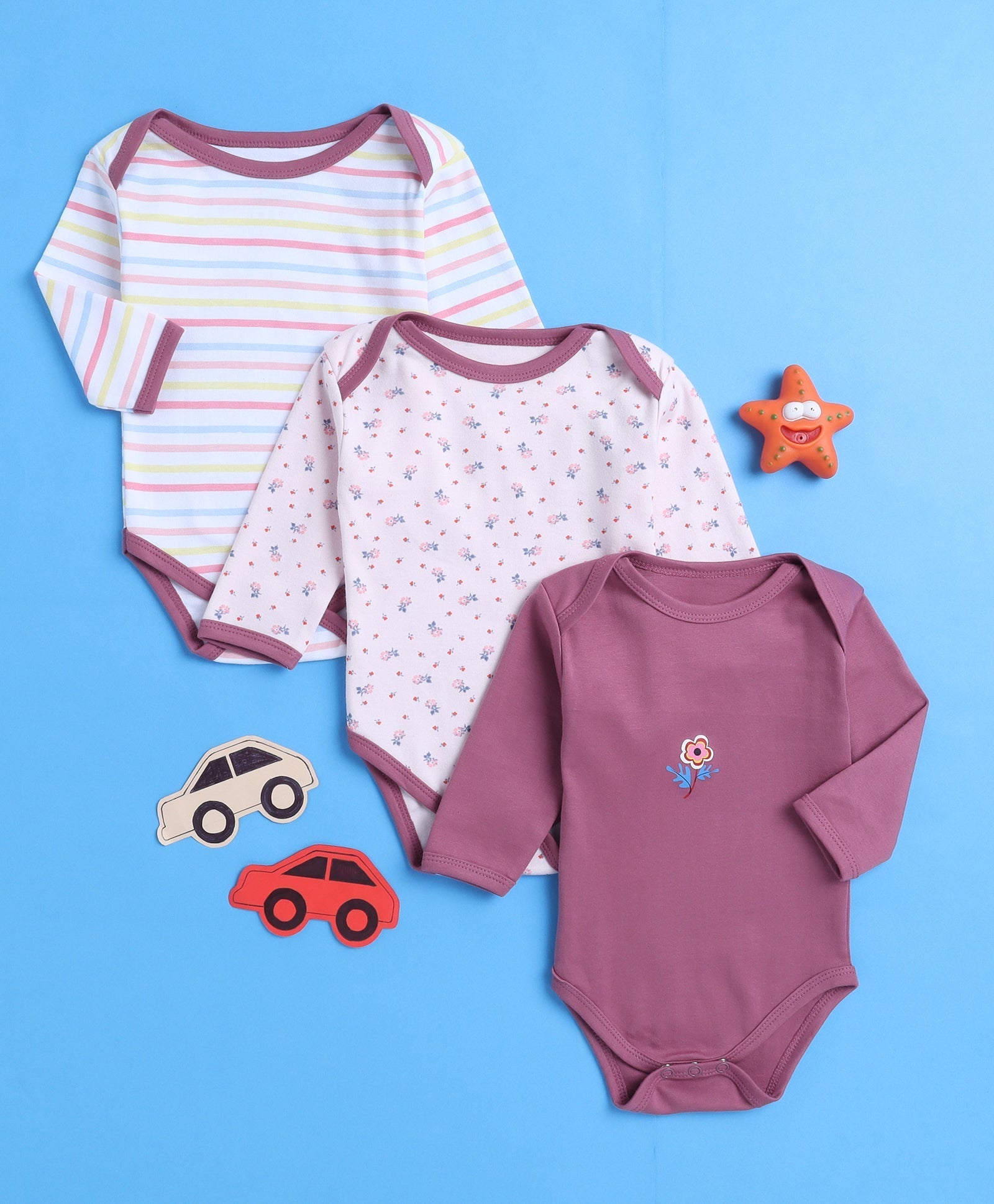 wholesale only Peb10033 - Blue & White Girls Half Sleeves Cotton Jablas Pack Of 3
