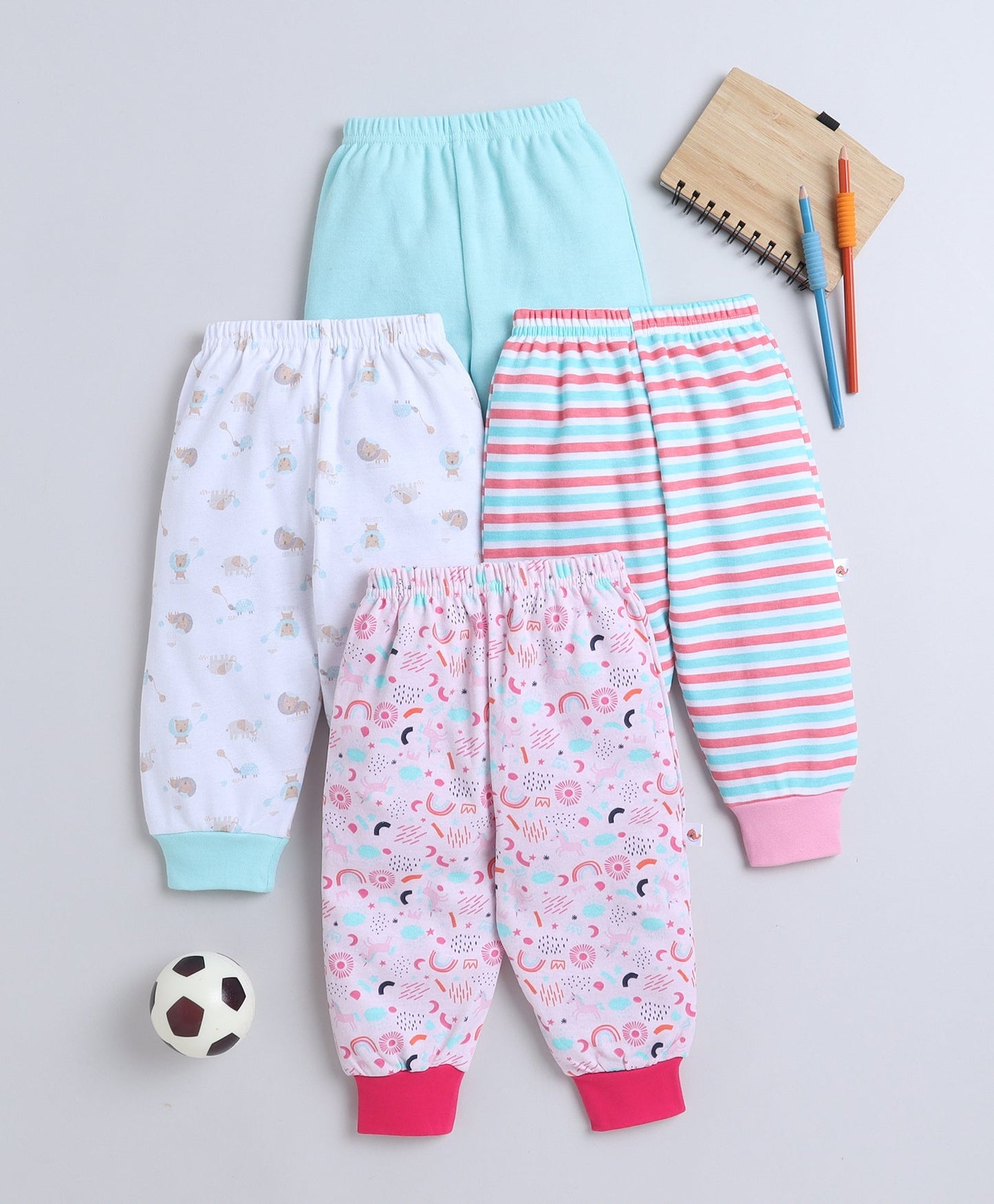wholesale only Peb10033 - Blue & White Girls Half Sleeves Cotton Jablas Pack Of 3